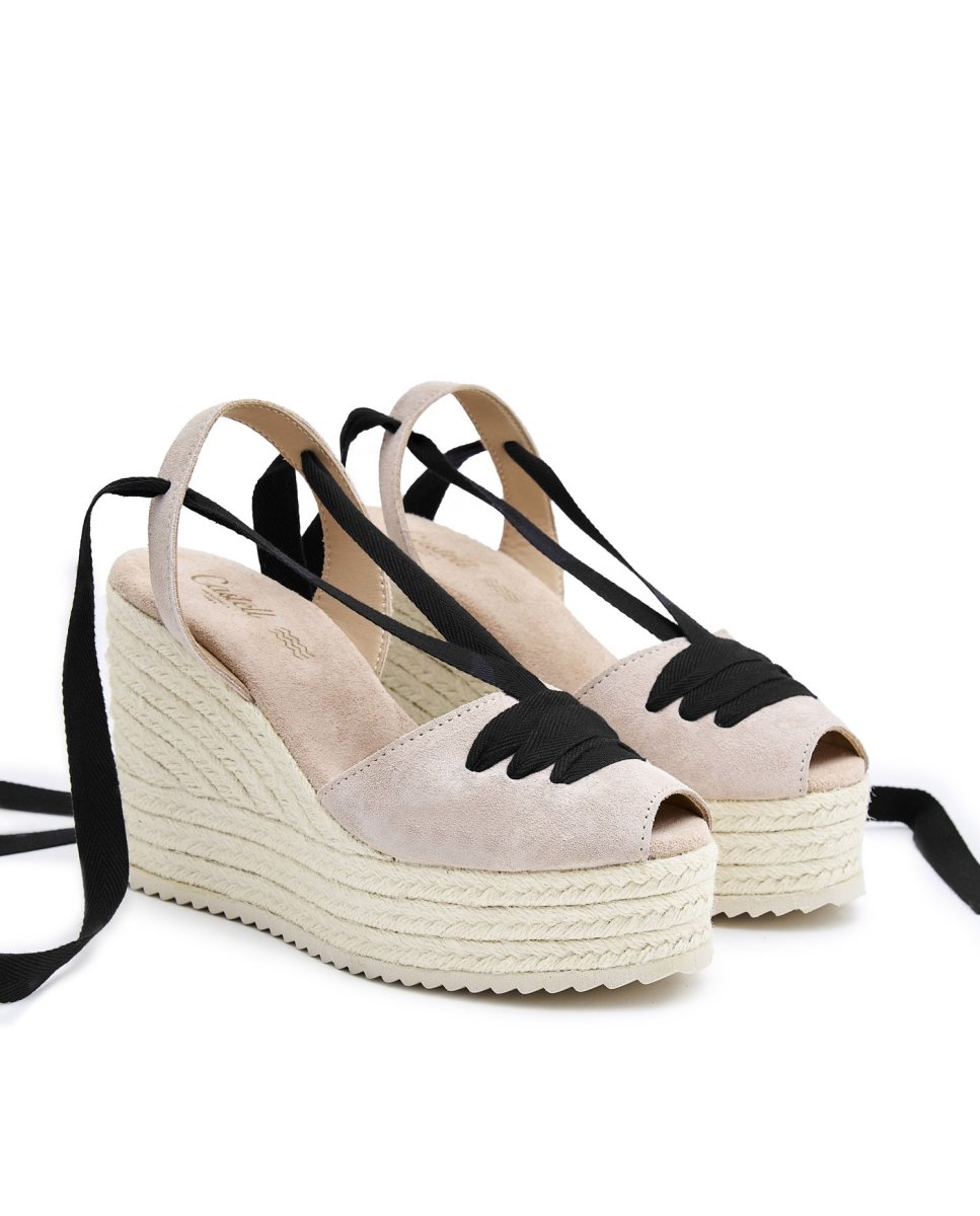 Sandalias de mujer con cintas - CASTELL MENORCA - Beige Beige-3