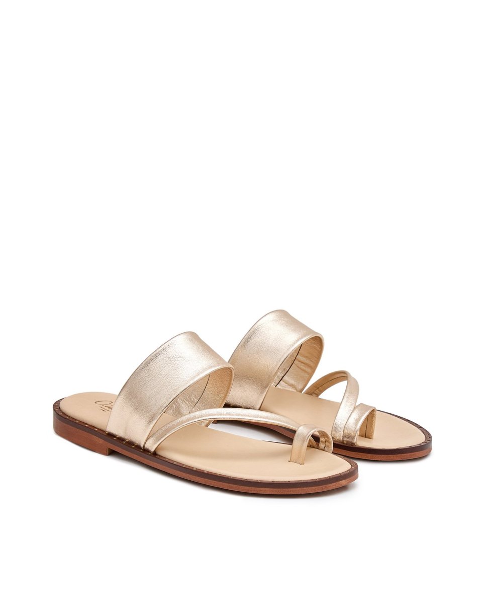 Sandalias de tiras de mujer con cintas - CASTELL MENORCA - Oro Oro-3