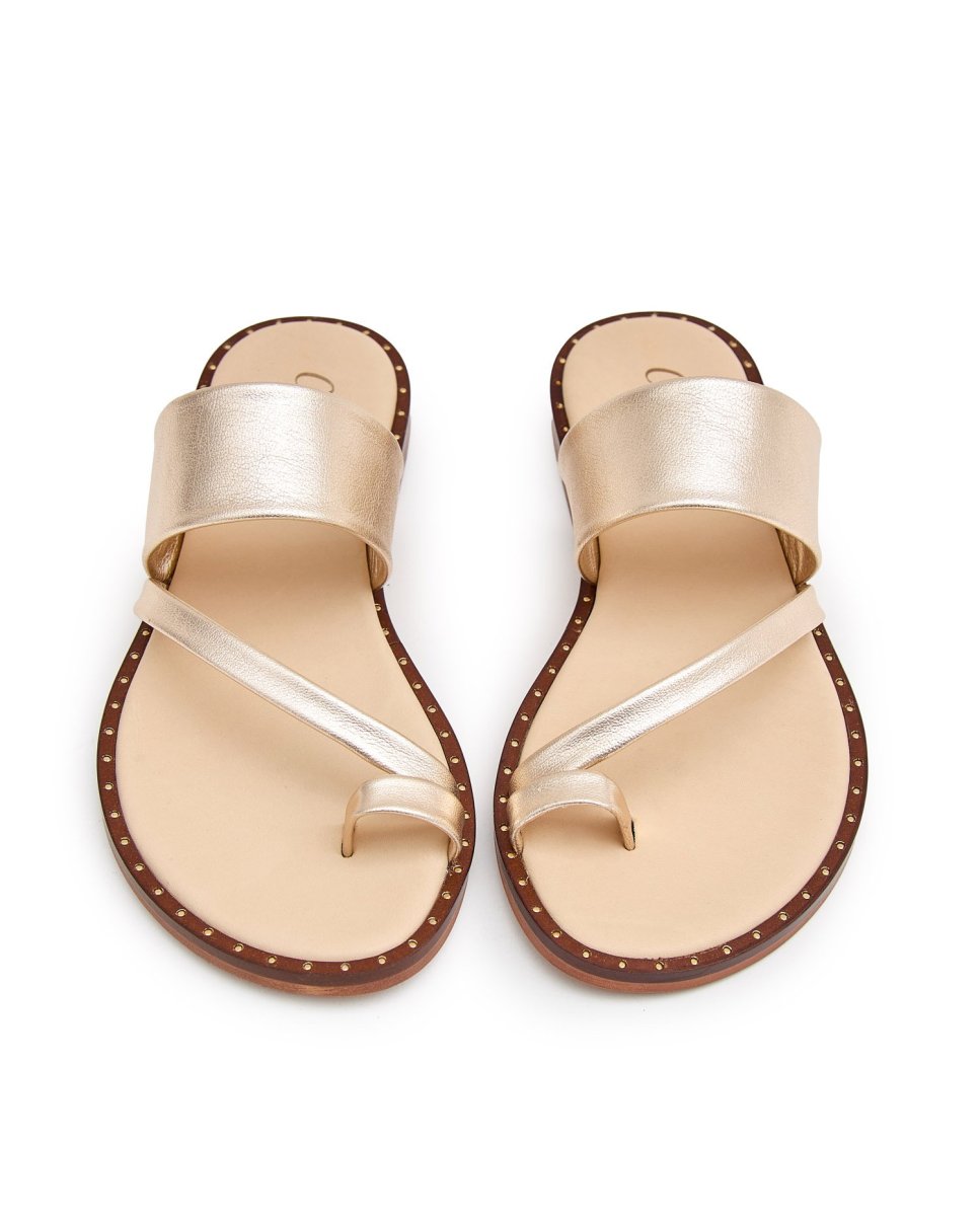 Sandalias de tiras de mujer con cintas - CASTELL MENORCA - Oro Oro-2