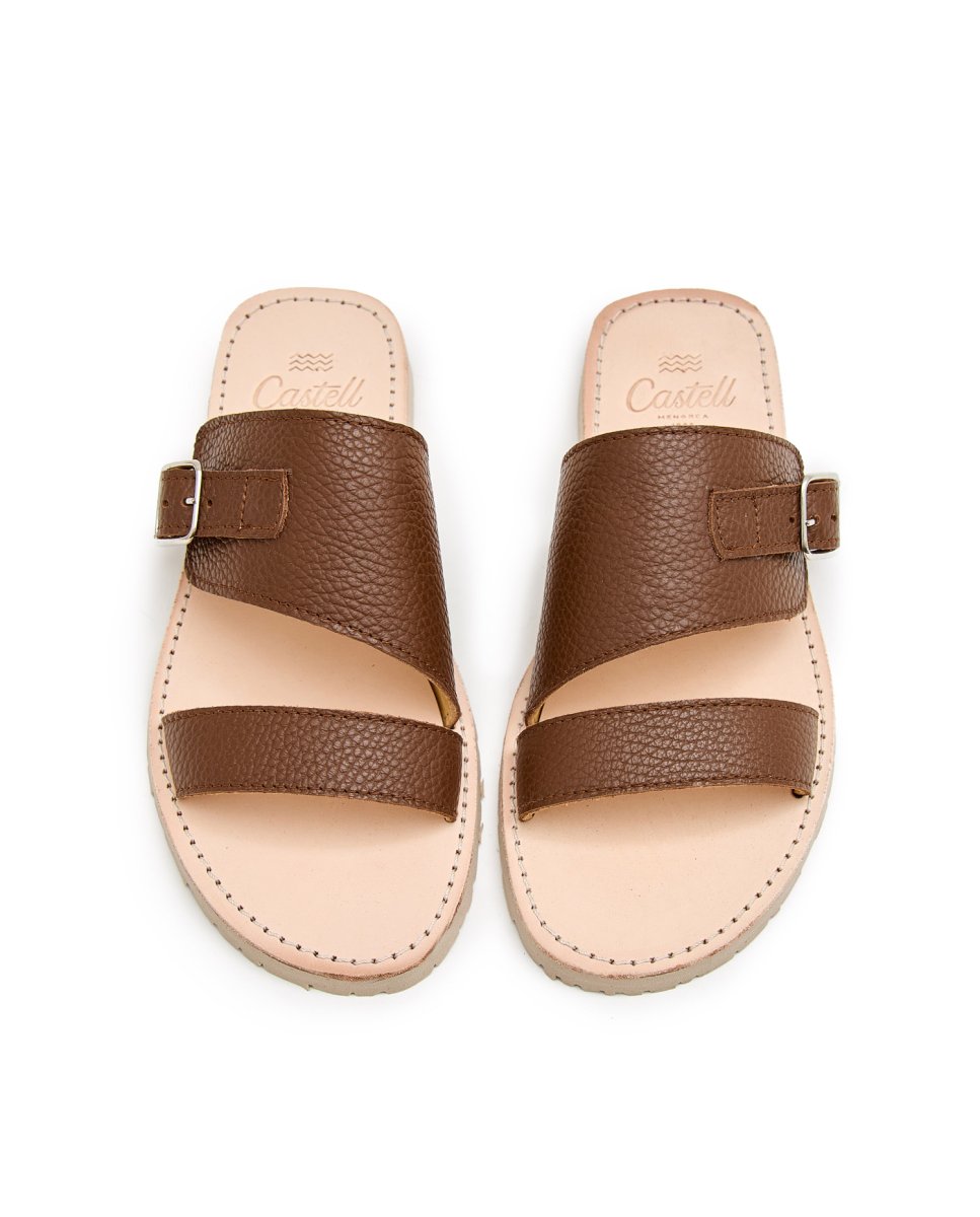 Sandalias de mujer de yute con hebilla - CASTELL MENORCA - Marrón claro Marrón claro-2