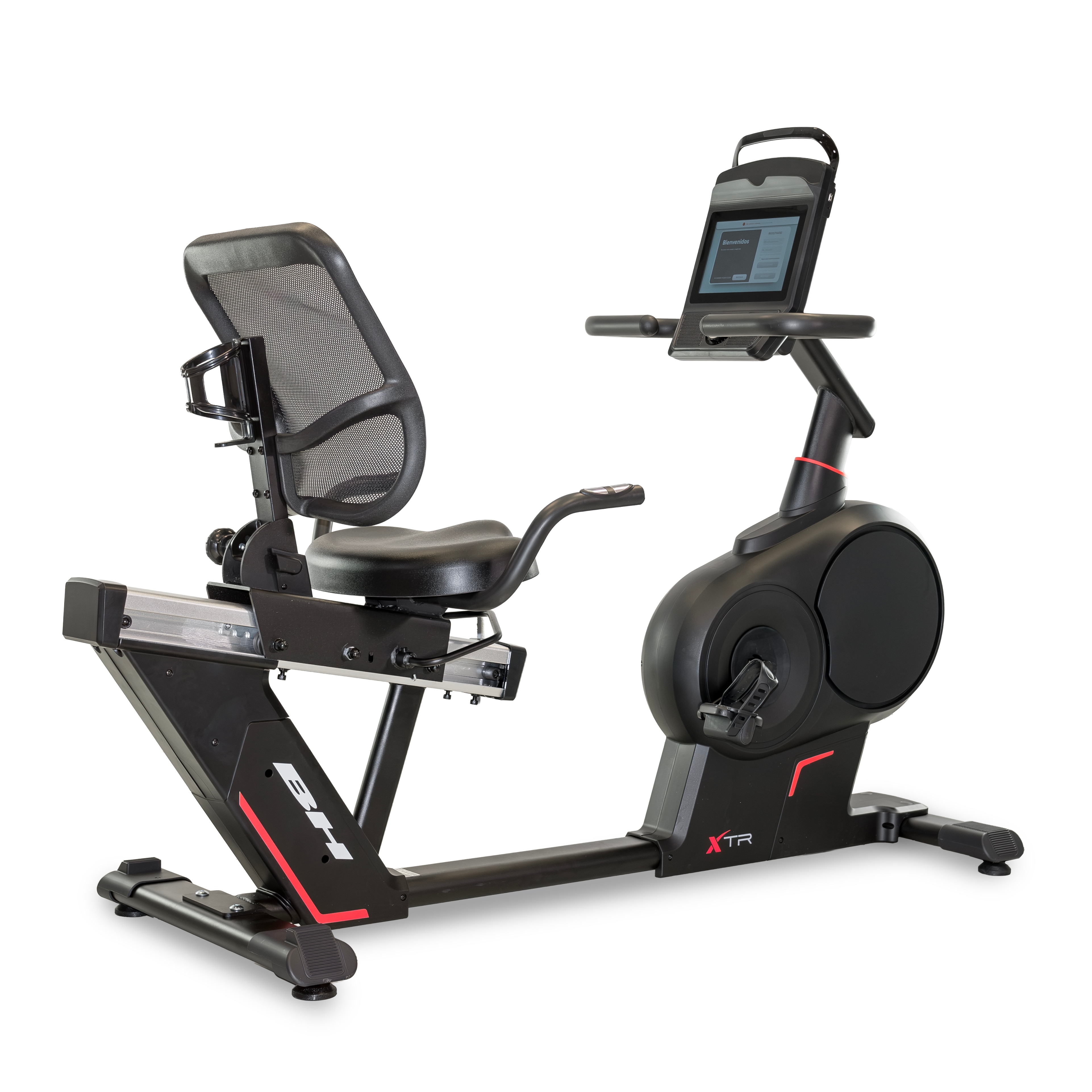 BH Fitness - Bicicleta estática reclinada XTR Multimedia 12 H655TFT12 con envío gratis, montaje profesional opcional con cargo.