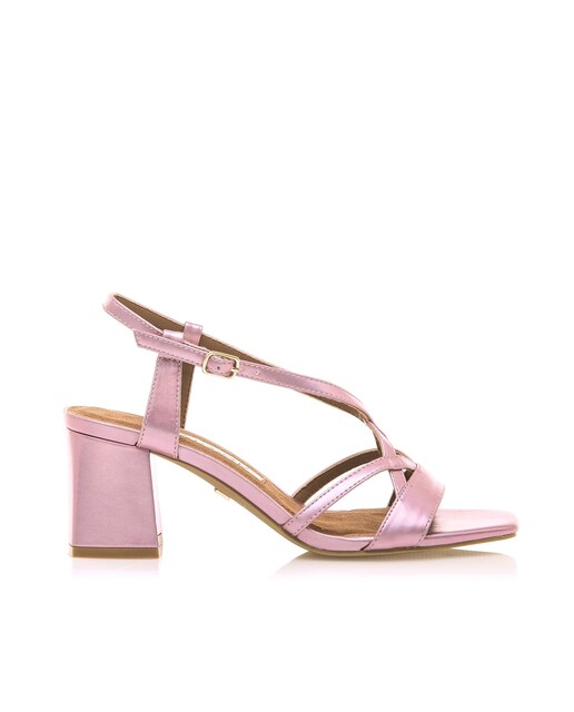 Imagen 0 de Sandalias de tacón de mujer con pala cruzada y planta de piel