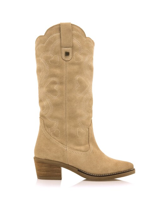 Imagen 0 de Botas altas de mujer estilo cowboy en piel de serraje