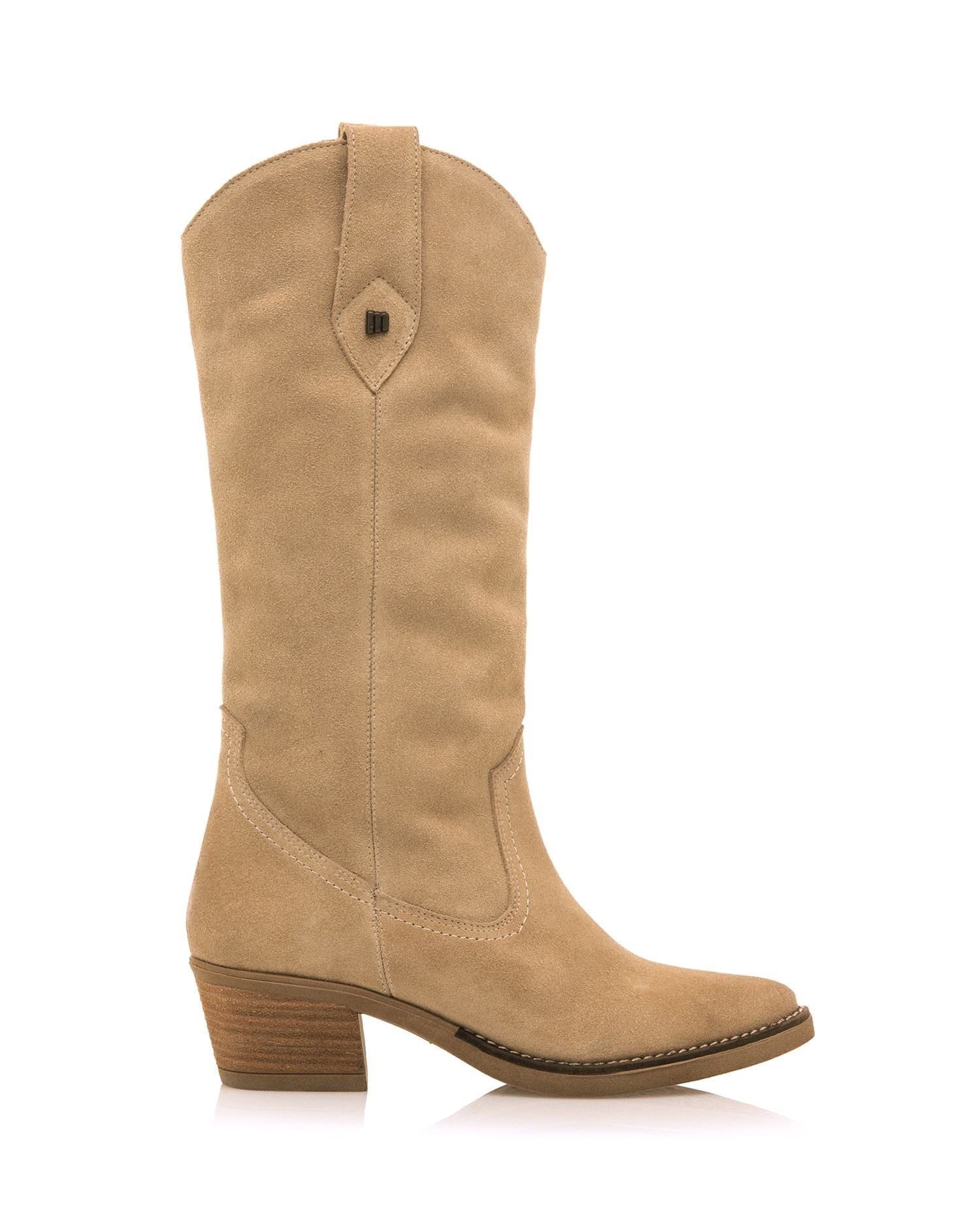Botas cowboy de mujer altas en piel de serraje - Mustang - Arena Arena-1