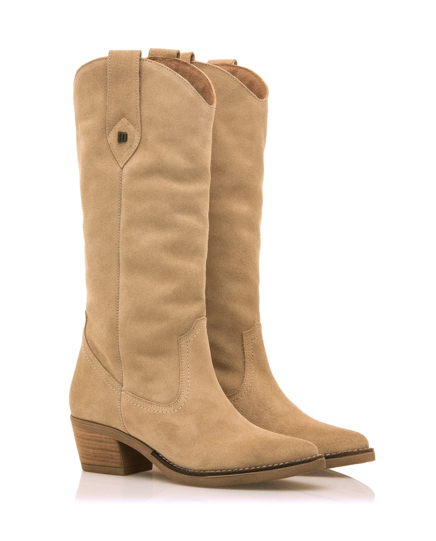 Botas cowboy de mujer altas en piel de serraje - Mustang - Arena Arena-2