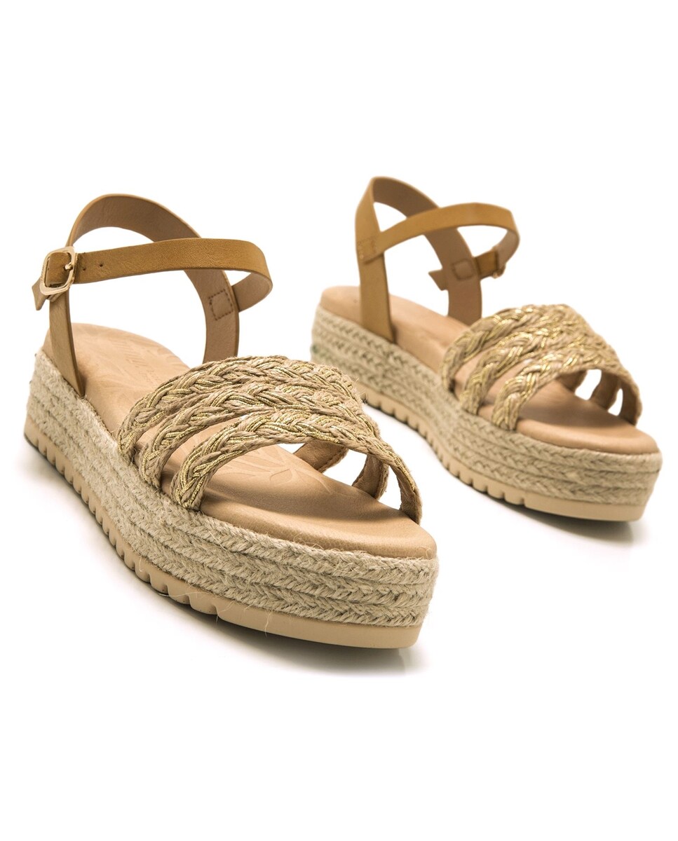 Sandalias Mujer 37 Shoes&blues.es 63268-Sandalia De Cuna Para Mujer, Forrada De Yute, Con Pala Cerrada, Y Cierre De Cordones, Primavera Verano 2022. Talla 36 Kaki Cuñas Blancas Mujer