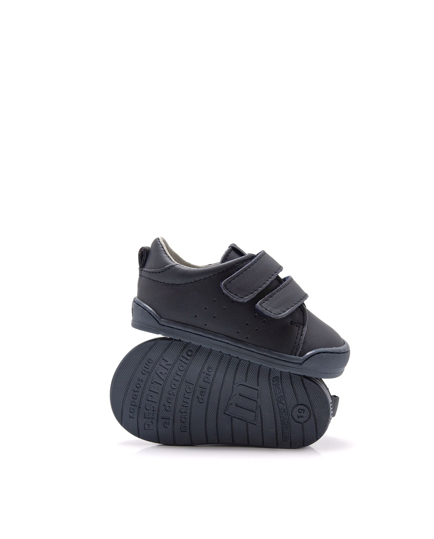 Imagen 4 de Zapatillas de piel de bebé en piel con doble cierre adherente - Azul Cobalto Azul Cobalto