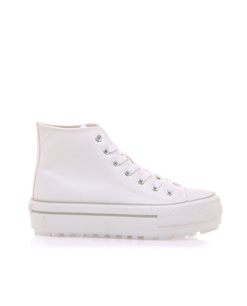 Zapatillas de lona de mujer estilo abotinado y piso de volumen