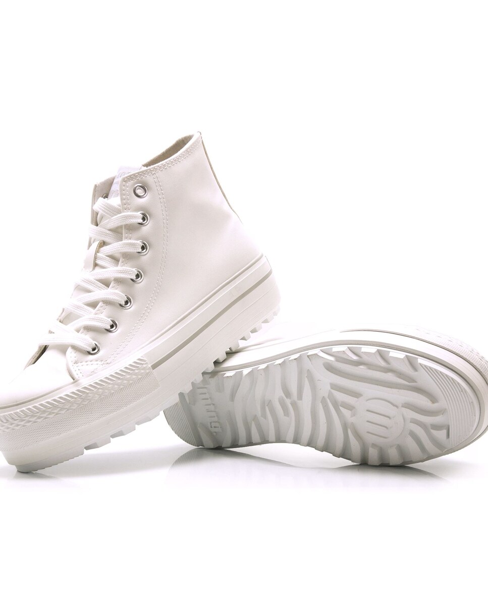 Zapatillas de lona de mujer estilo abotinado y piso de volumen