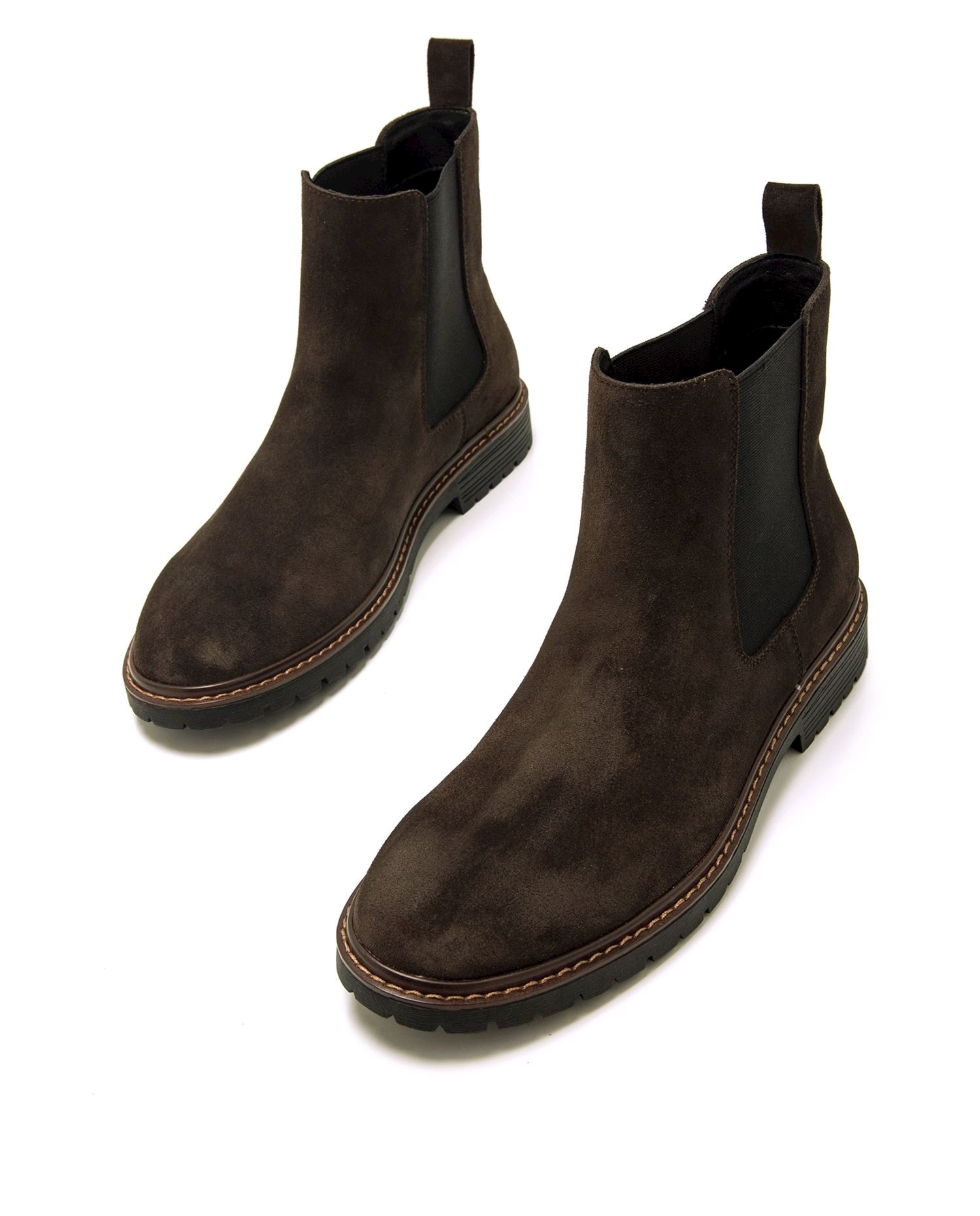 Botins Chelsea em Pele de Camurça Castanho-escuro-2