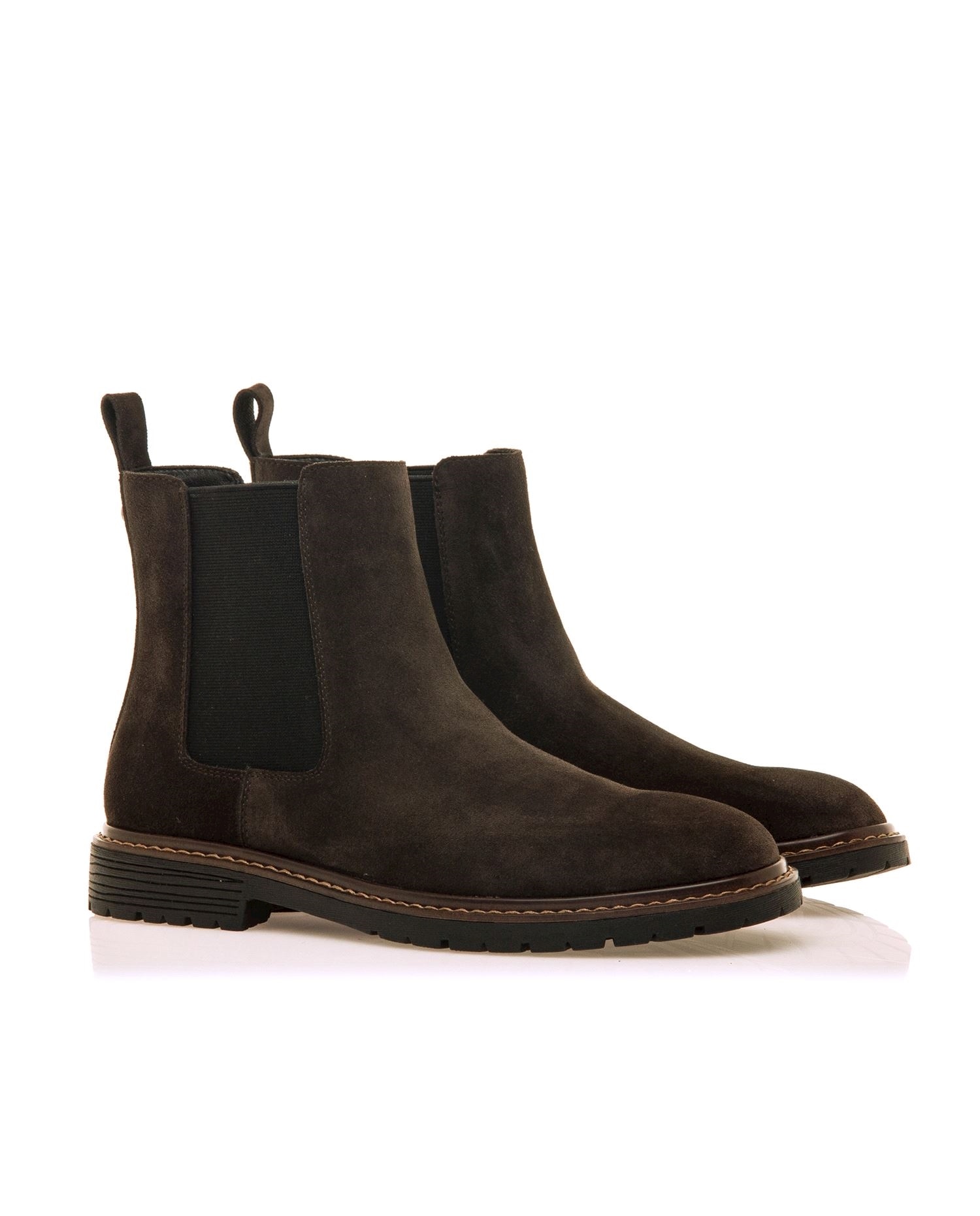 Botins Chelsea em Pele de Camurça Castanho-escuro-5