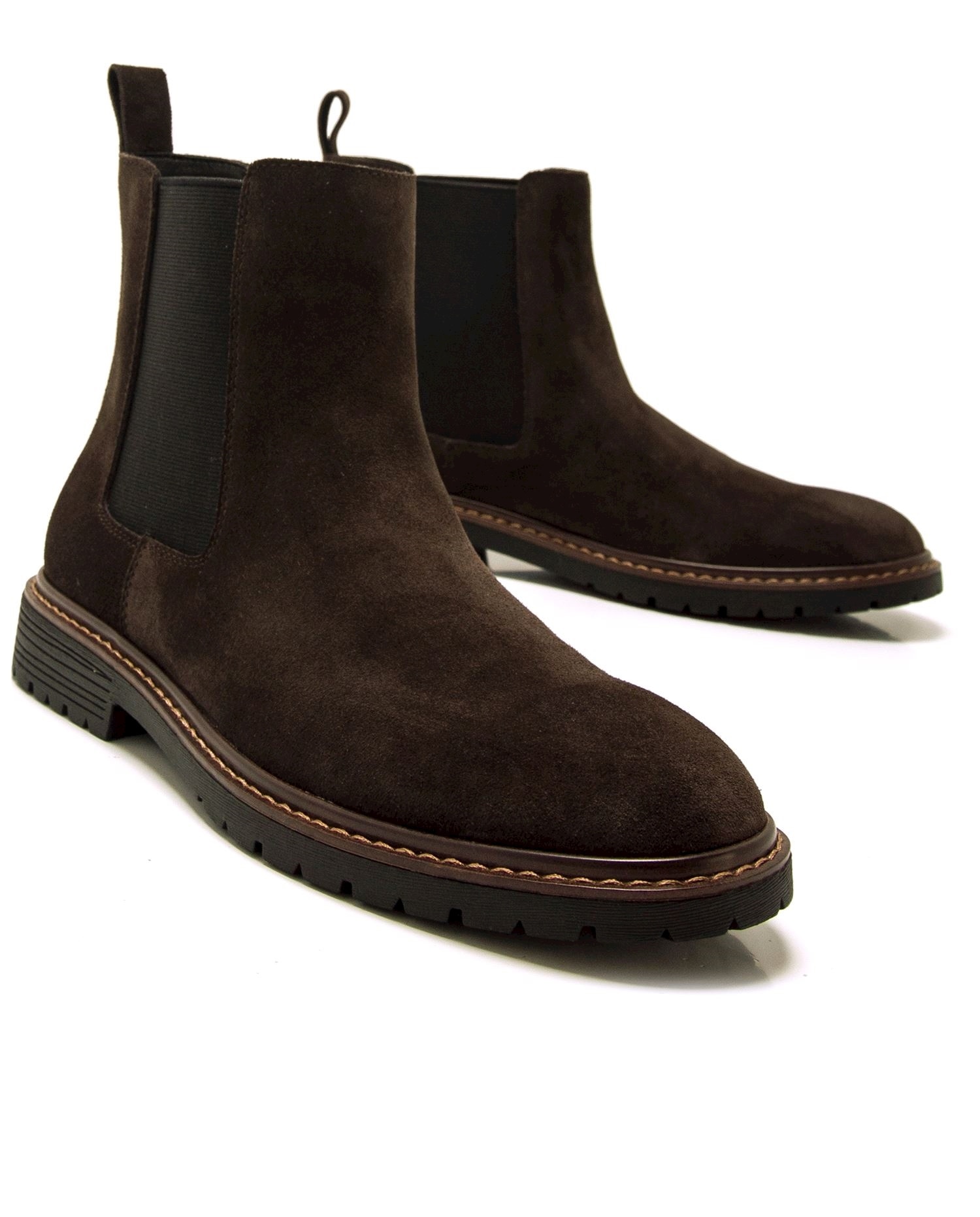 Botins Chelsea em Pele de Camurça Castanho-escuro-6