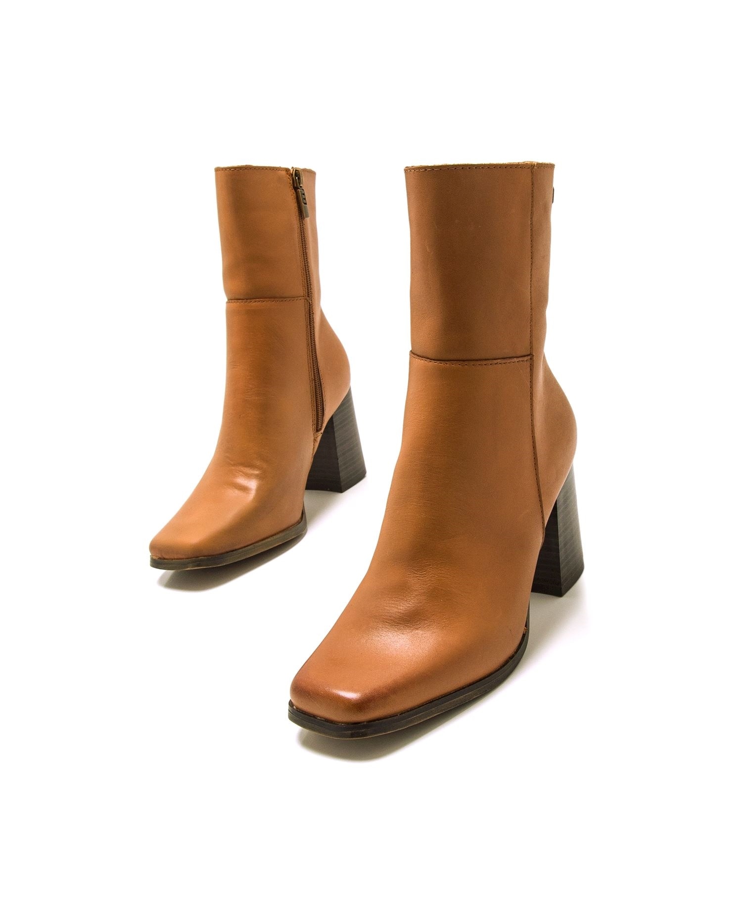 Botines básicos de mujer de tacón en piel - Mustang - Marrón claro Marrón claro-2