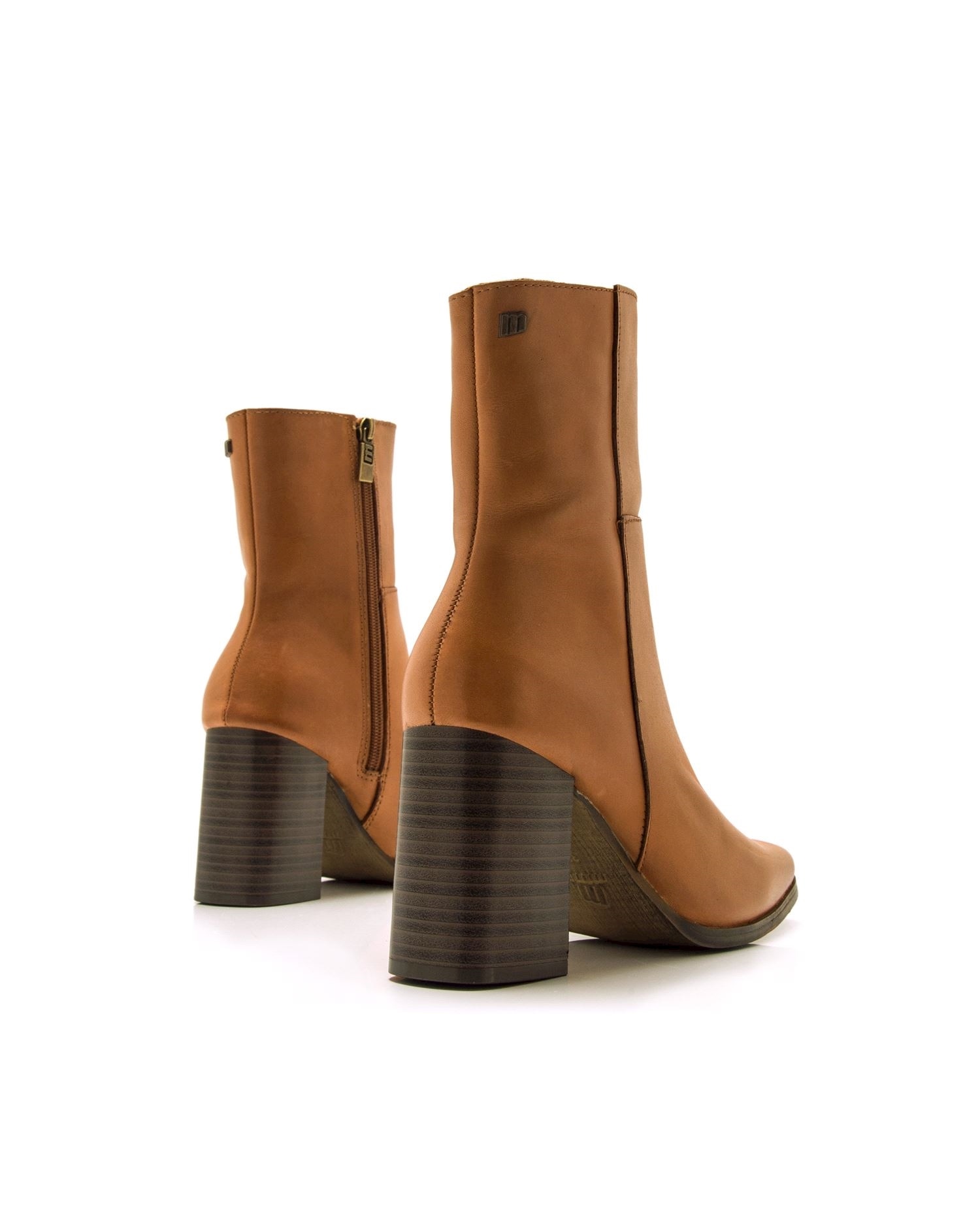 Botines básicos de mujer de tacón en piel - Mustang - Marrón claro Marrón claro-3
