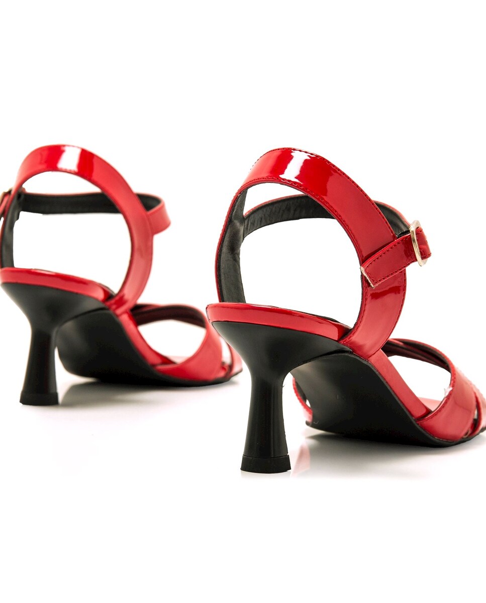 Zapatos Sandalia Roja Tiras Sandalias Rojas Planas Con Diseño