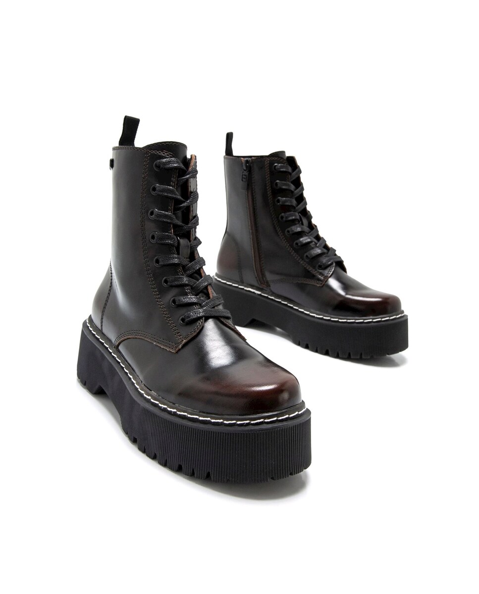 Botines Plataforma Botas Altas Negras Planas Bershka Botas