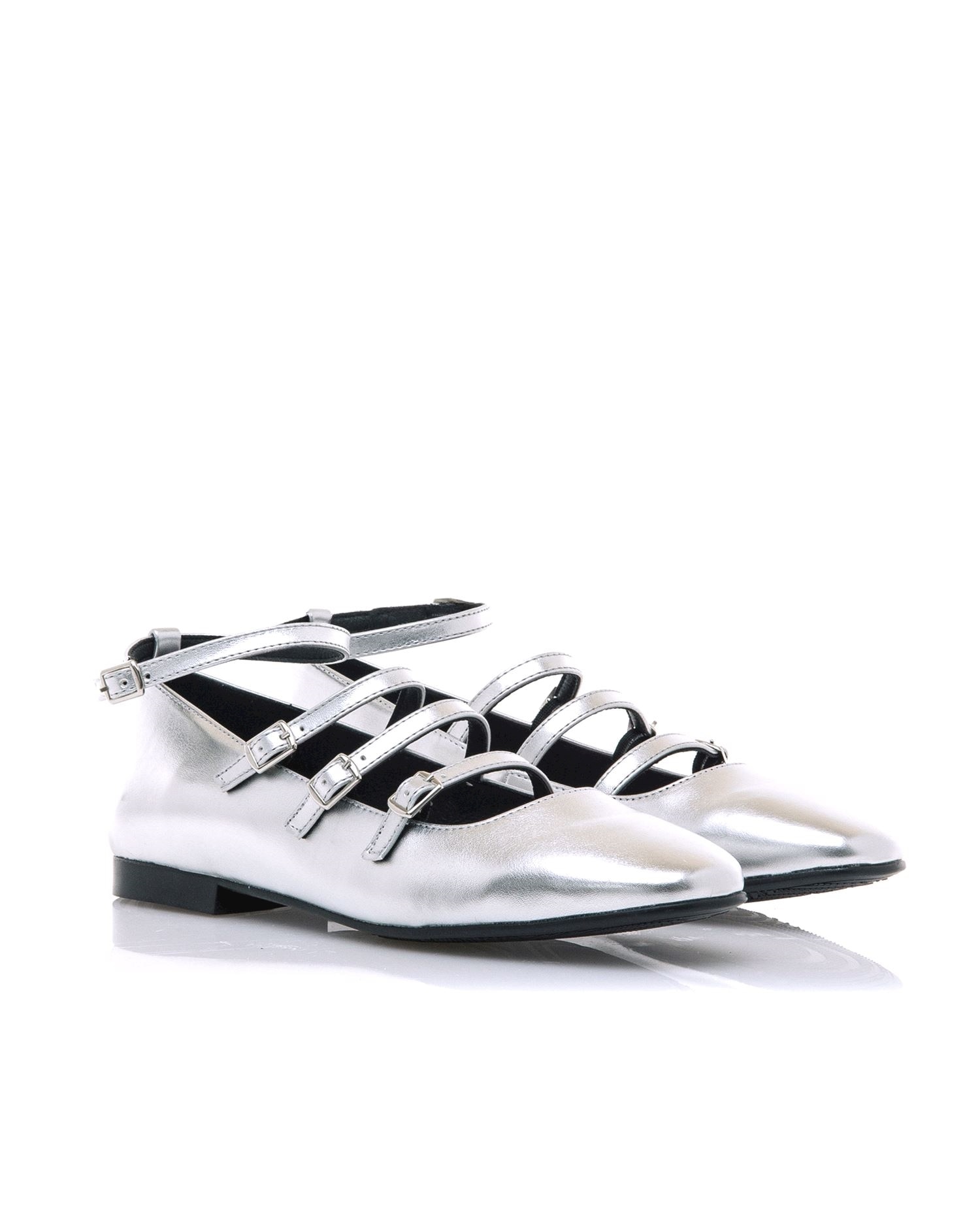 Bailarinas planas de mujer con detalle de tiras - Mustang - Gris claro Gris claro-2