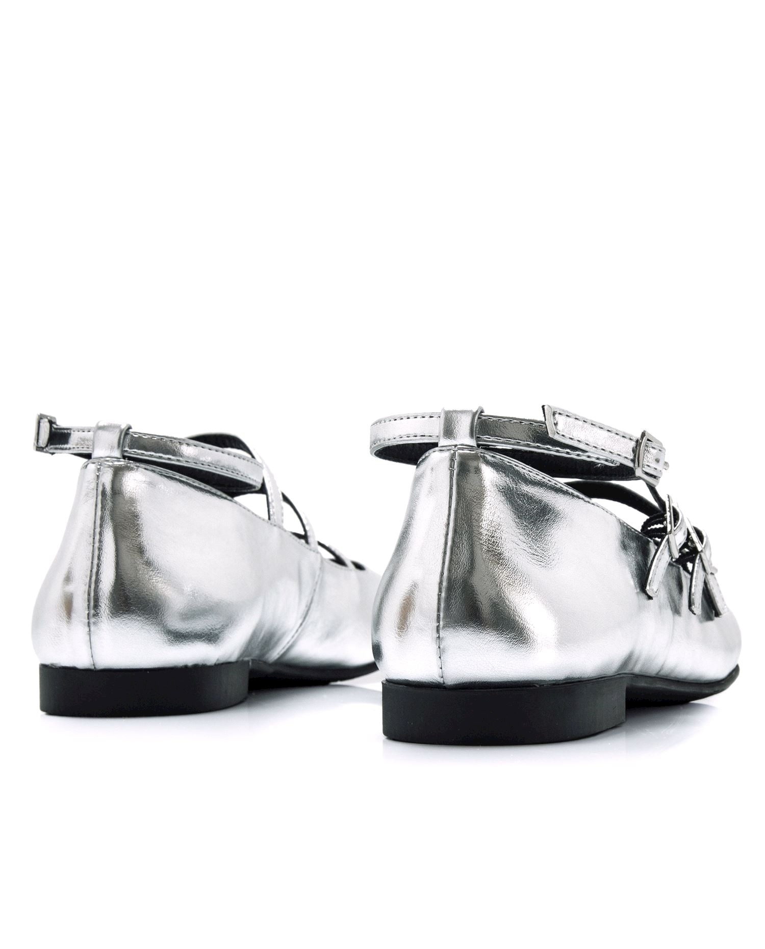 Bailarinas planas de mujer con detalle de tiras - Mustang - Gris claro Gris claro-4