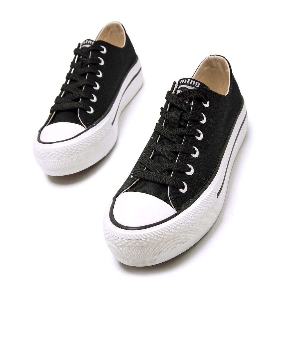 Mustang Bambas Negras Plataforma Mujer Zapatillas De Lona De Mujer