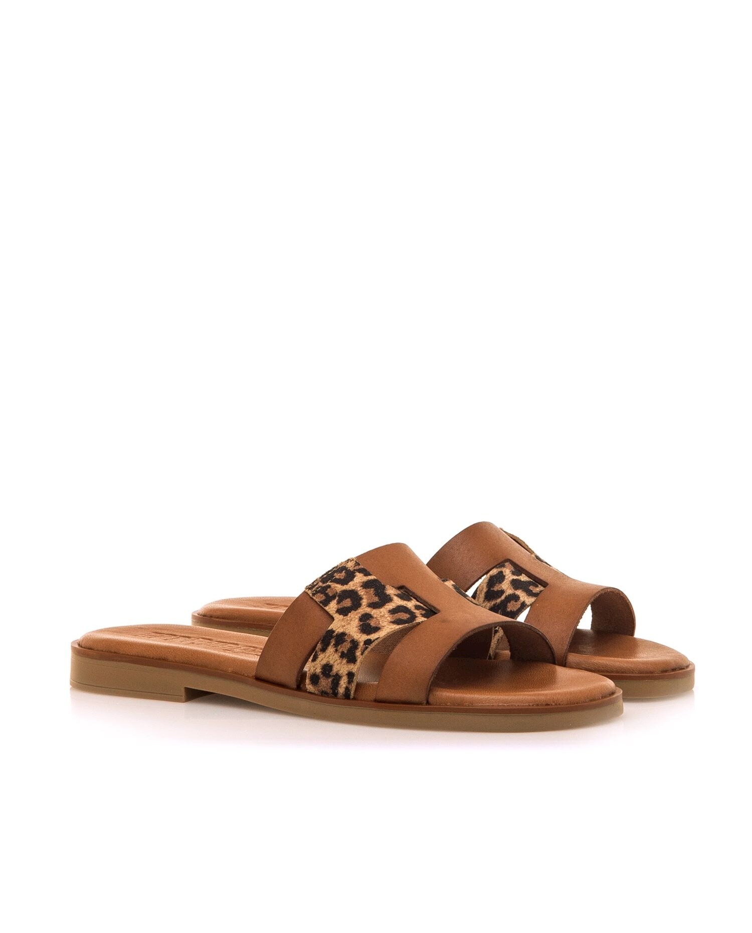 Sandalias planas de mujer en piel - Mustang - Caoba Caoba-6