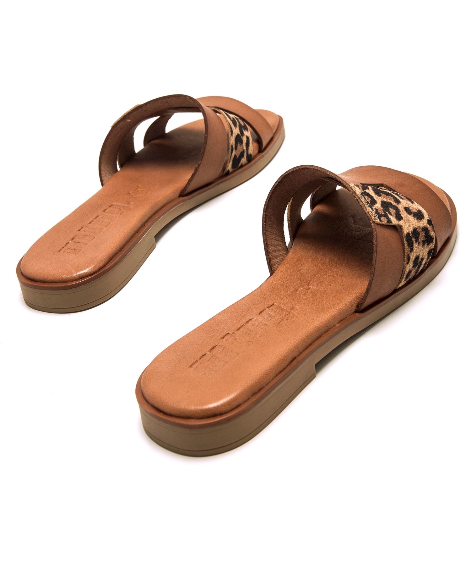 Sandalias planas de mujer en piel - Mustang - Caoba Caoba-4