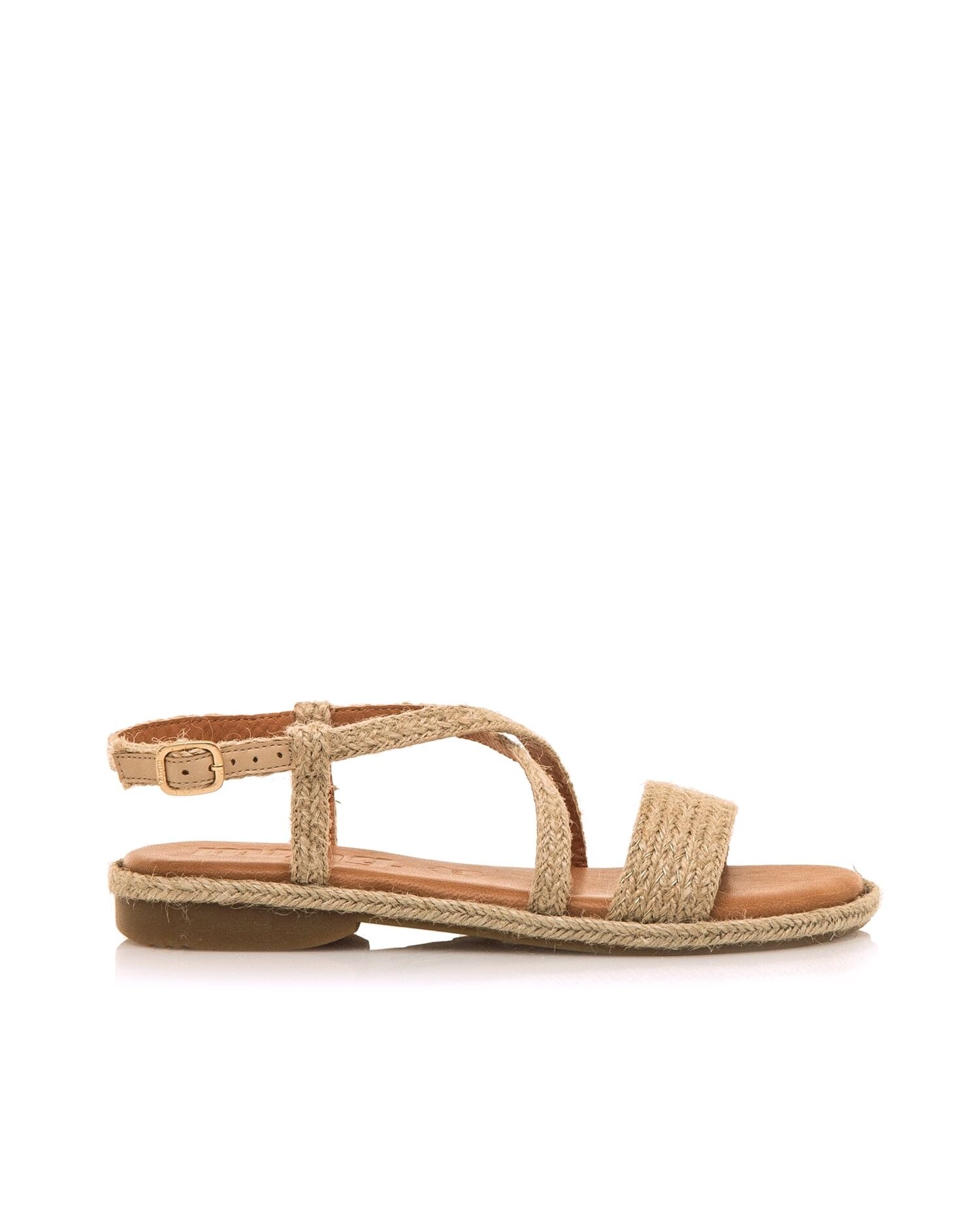 Imagen 0 de Sandalias planas de mujer con rafia y hebilla Natural