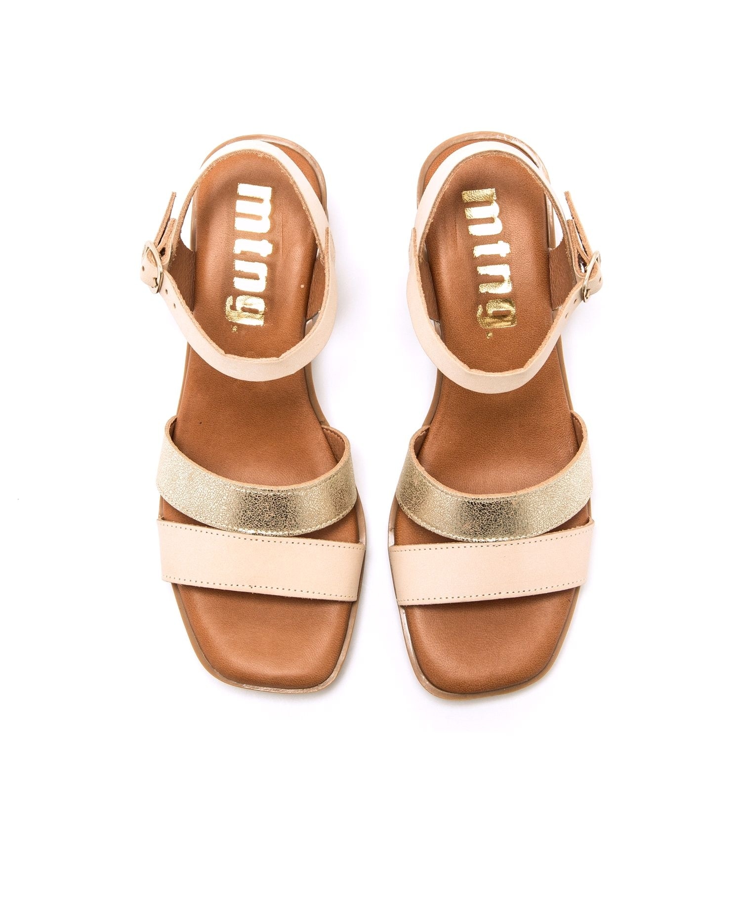 Mustang - Sandalias de tacón de mujer de piel con tiras finas.