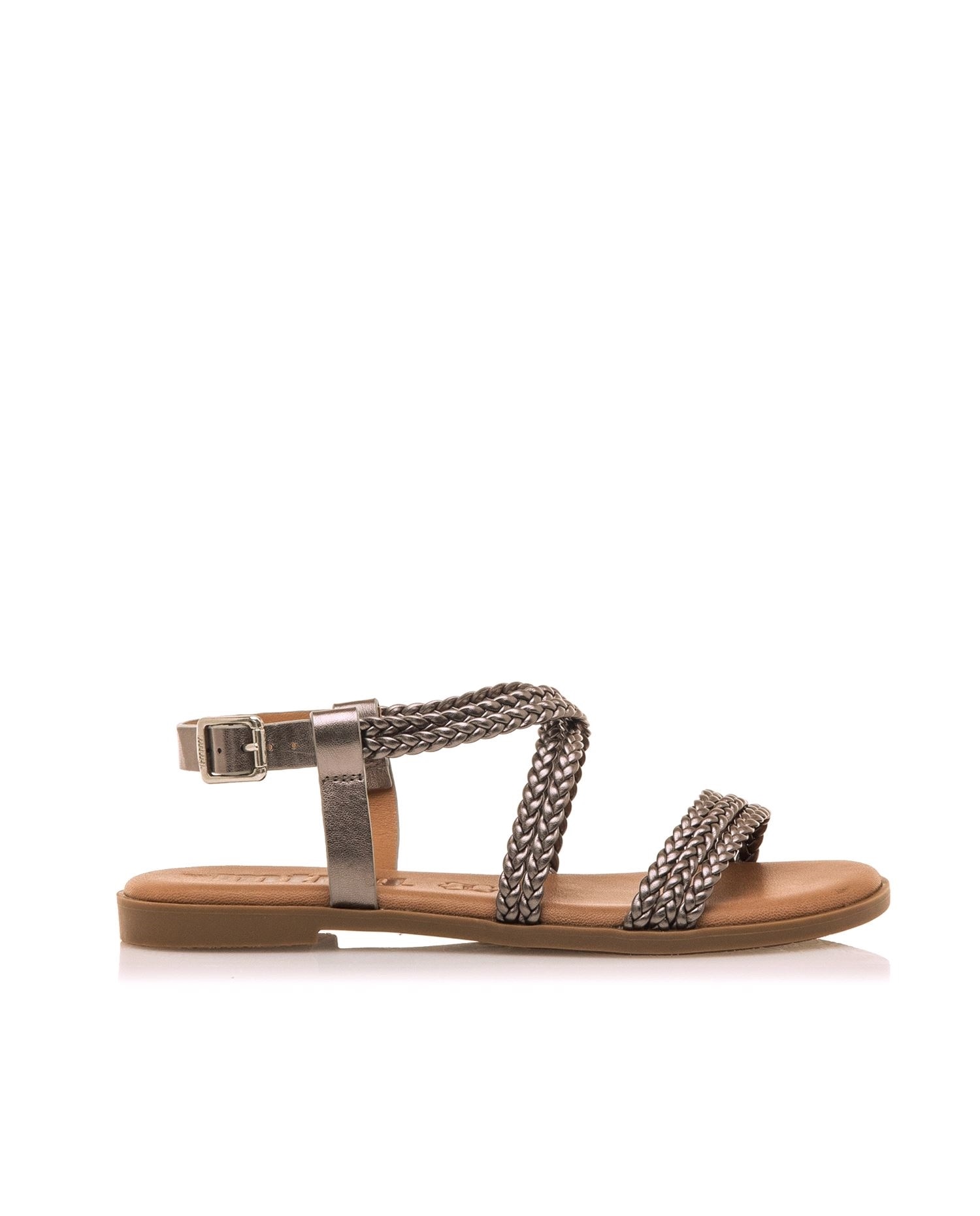 Mustang - Sandalias planas de mujer con tiras trenzadas en piel.