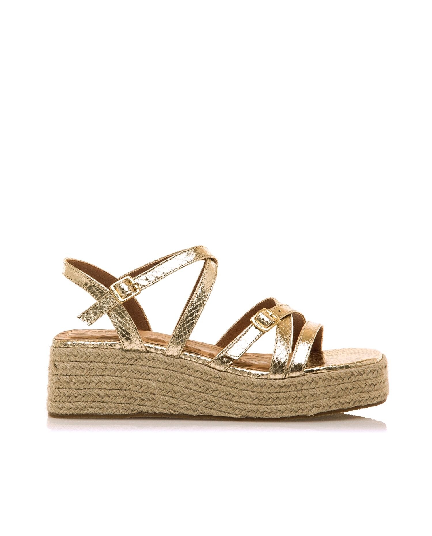 Imagen 0 de Sandalias de cuña para mujer con tiras finas Natural