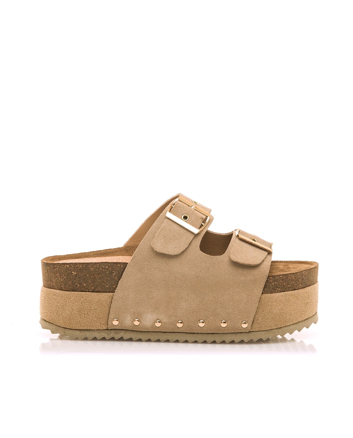 Imagen 0 de Sandalias de planas con plataforma bio y hebillas anchas Natural