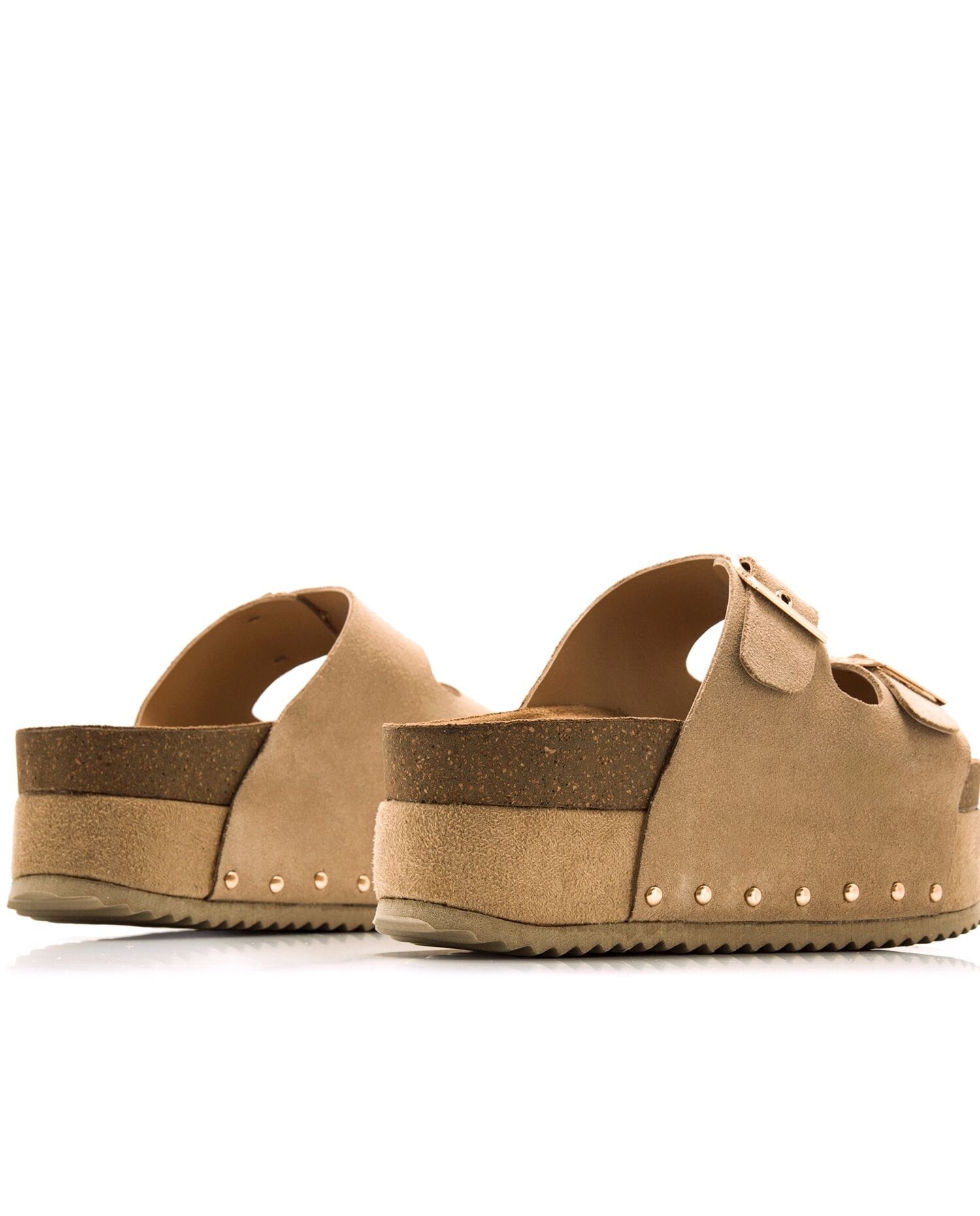 Sandalias de planas con plataforma bio y hebillas anchas - Mustang - Natural Natural-8