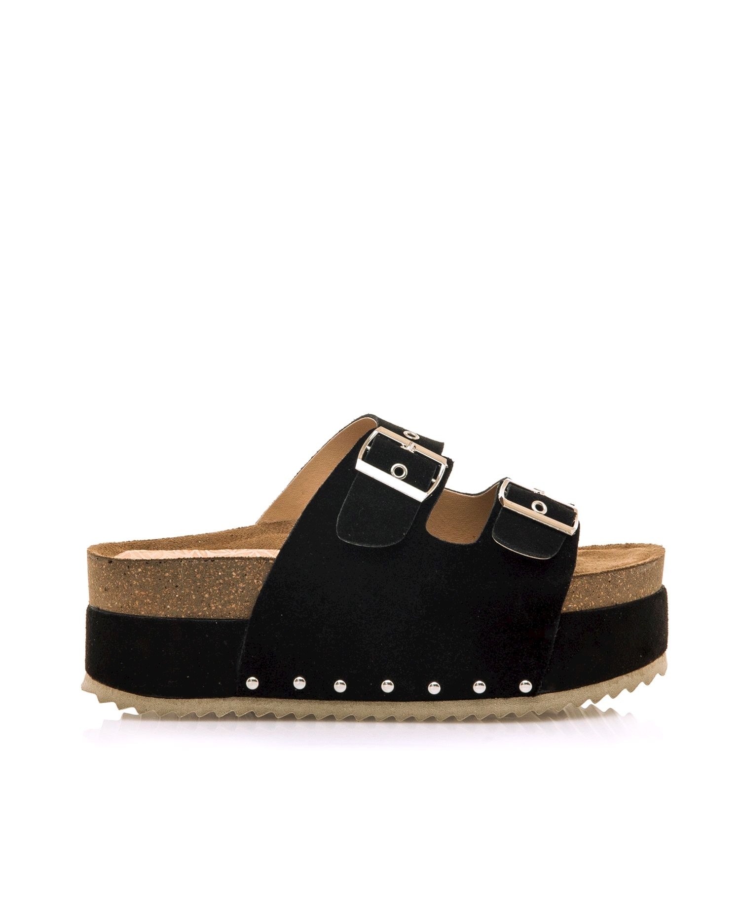 Imagen 0 de Sandalias de planas con plataforma bio y hebillas anchas Negro