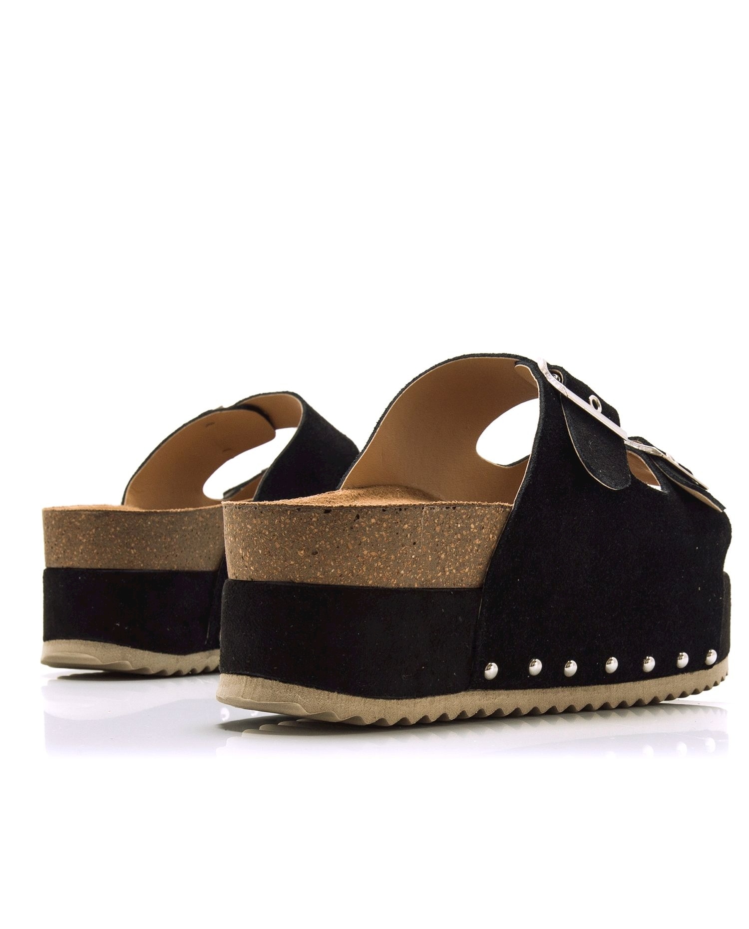Sandalias de planas con plataforma bio y hebillas anchas - Natural Negro-8