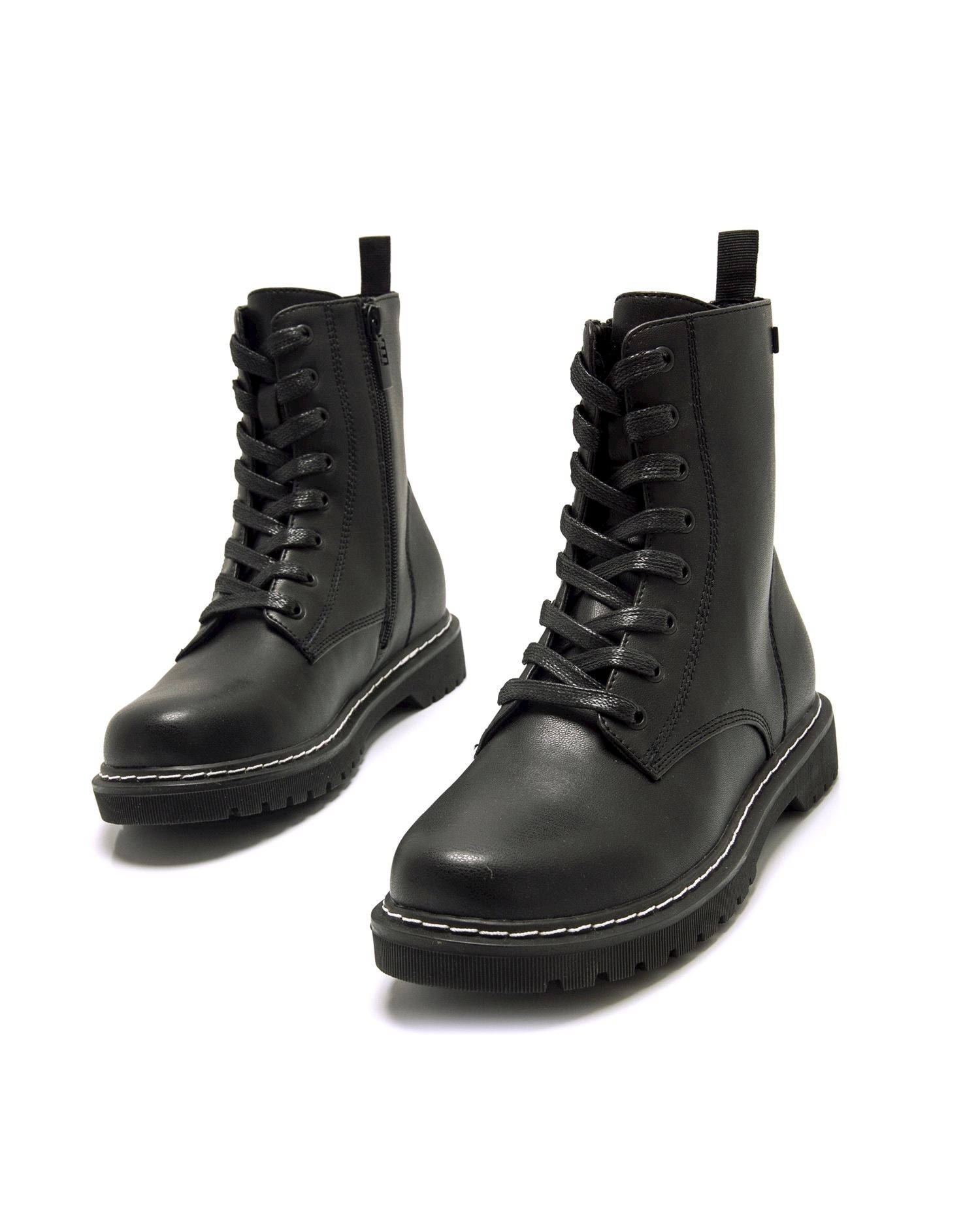Botines de mujer estilo militar con cremallera - Mustang - Negro mate Negro mate-3