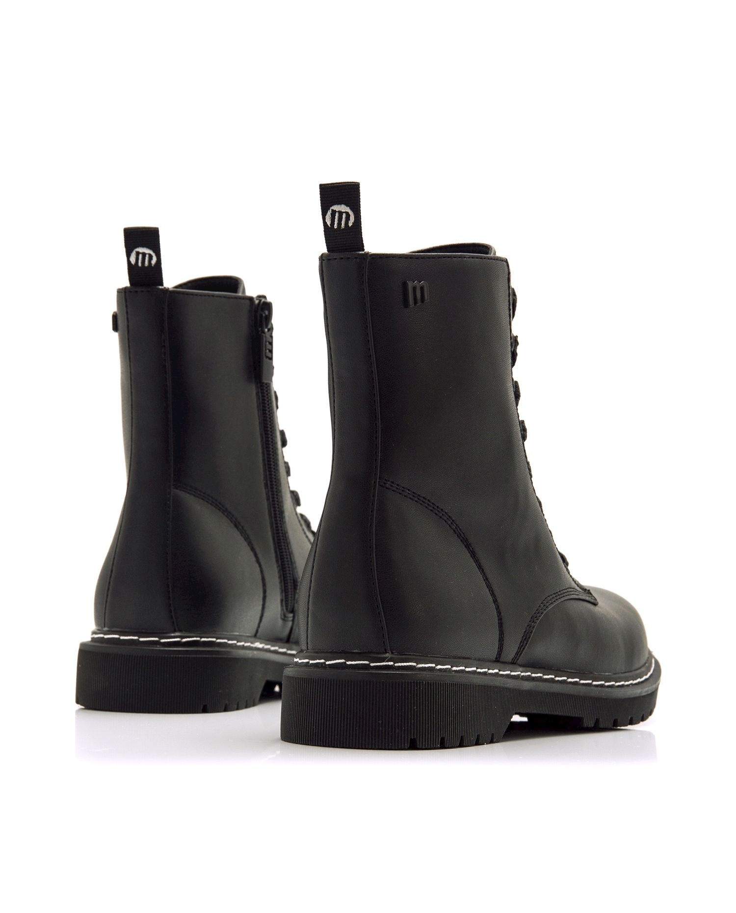 Botines de mujer estilo militar con cremallera - Mustang - Negro mate Negro mate-2