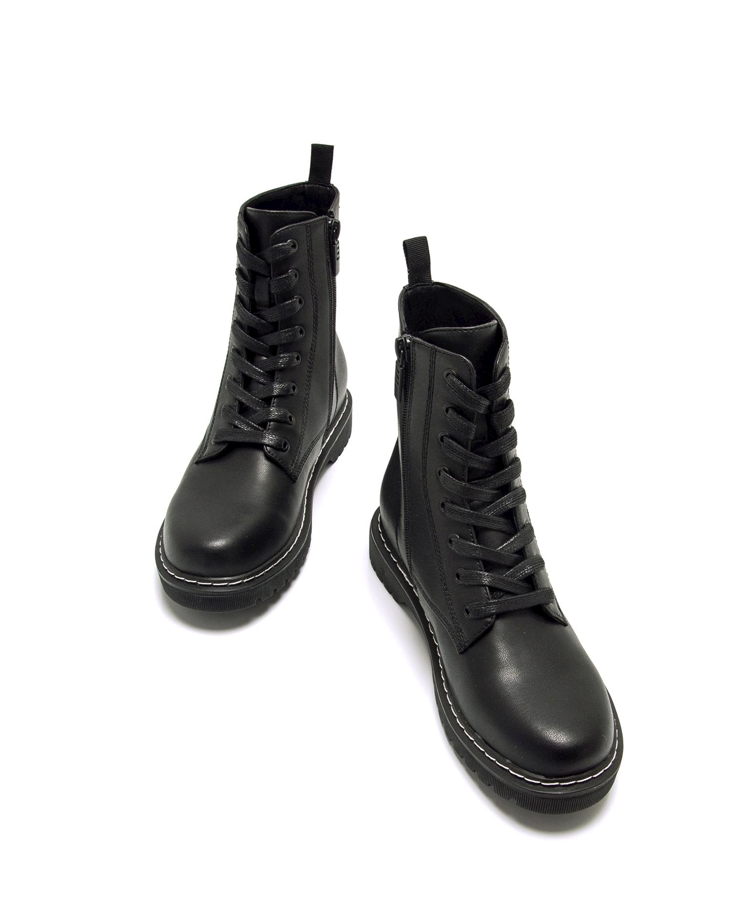 Botines de mujer estilo militar con cremallera - Mustang - Negro mate Negro mate-4
