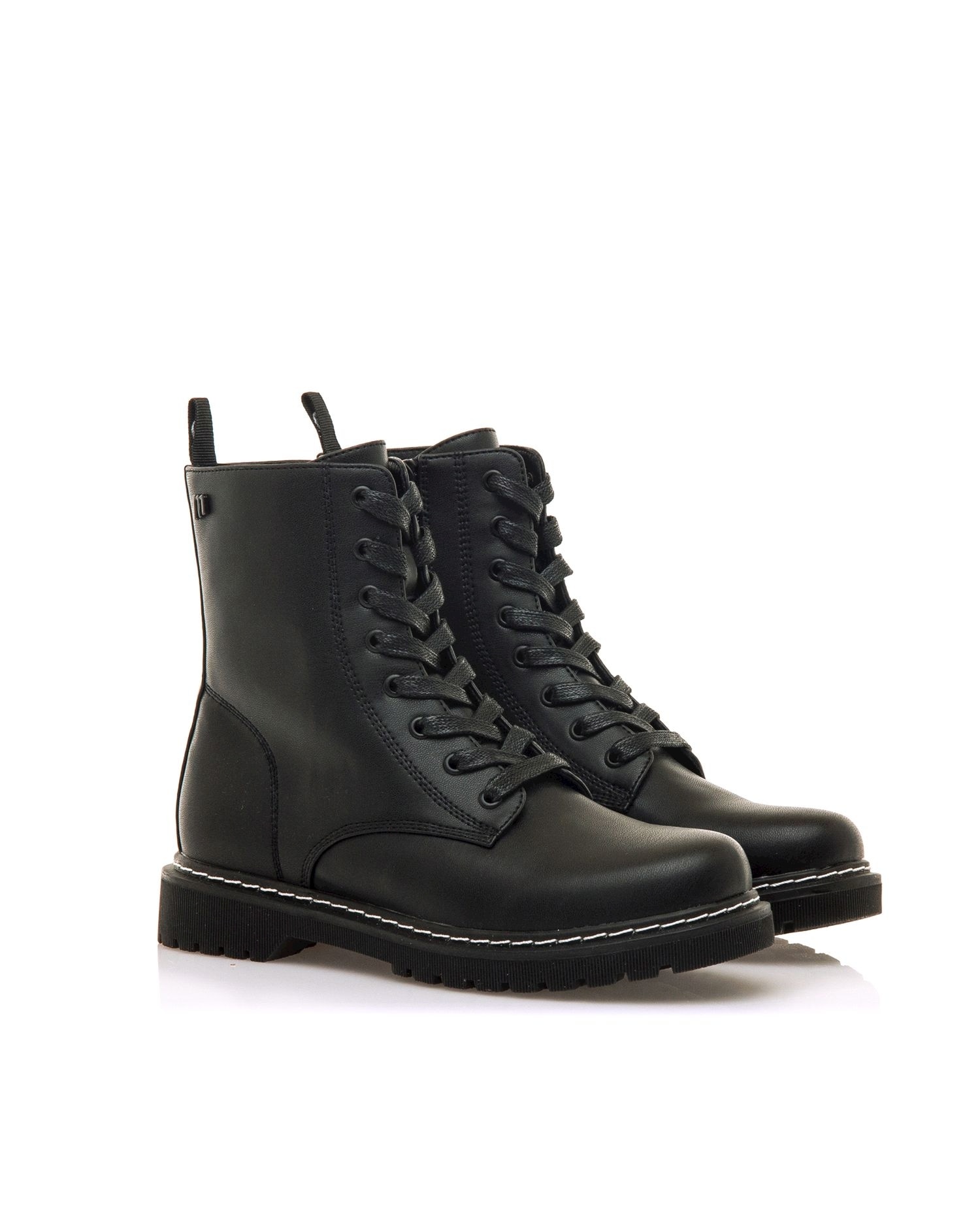 Botines de mujer estilo militar con cremallera - Mustang - Negro mate Negro mate-5