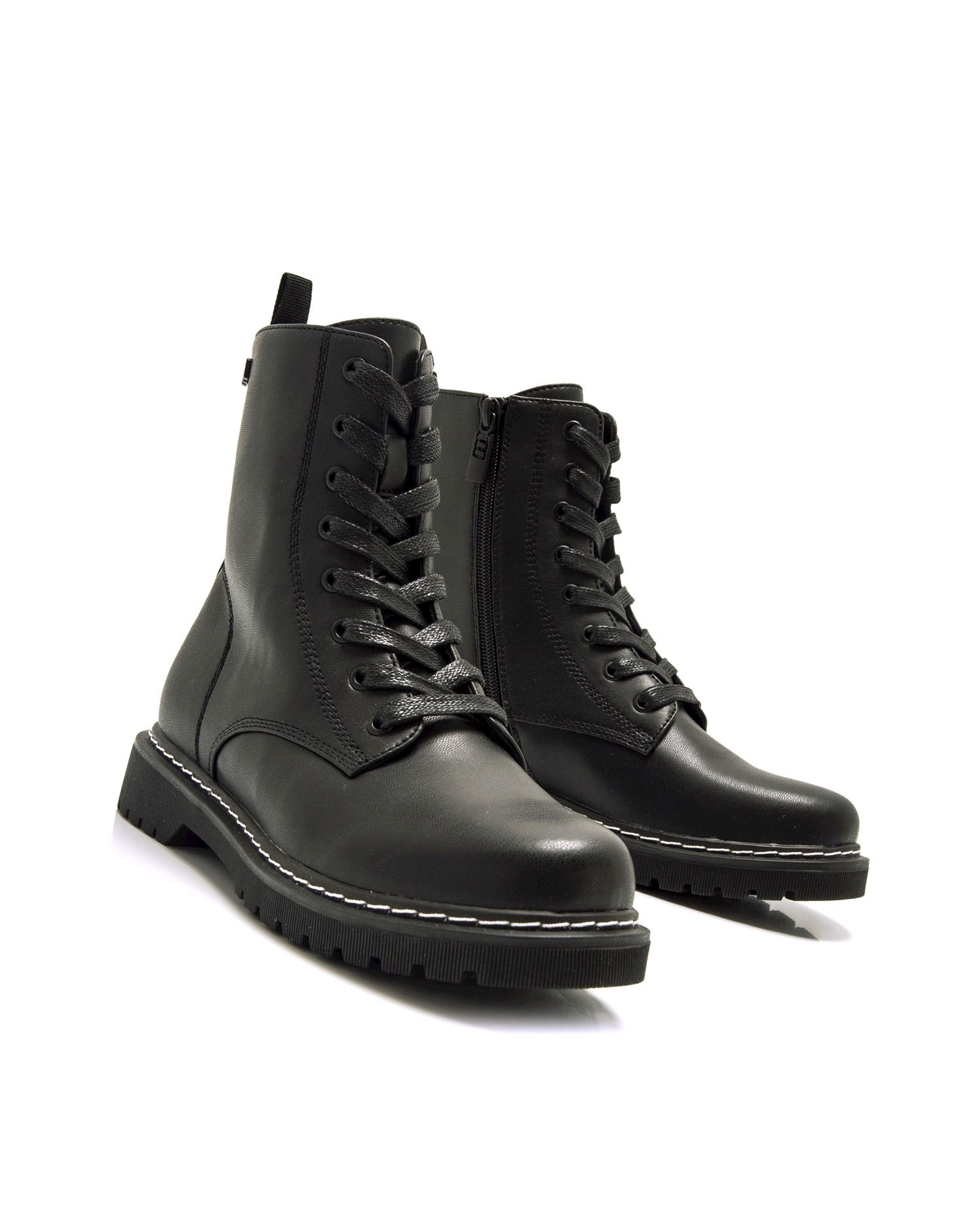 Botines de mujer estilo militar con cremallera - Mustang - Negro mate Negro mate-6