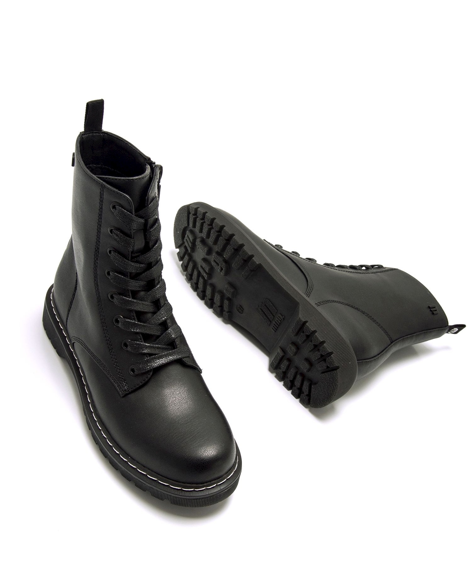 Botines de mujer estilo militar con cremallera - Mustang - Negro mate Negro mate-7