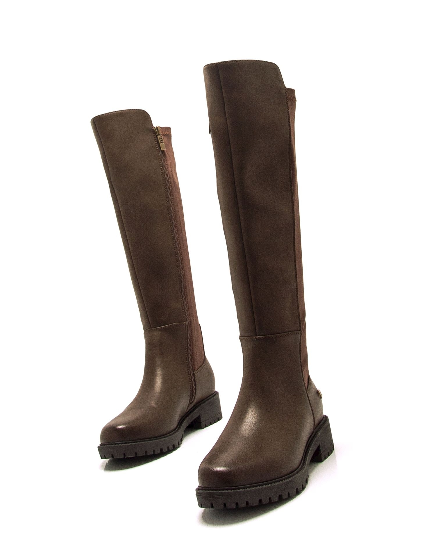 Botas mosqueteras de mujer con elástico - Mustang - Marrón Marrón-2