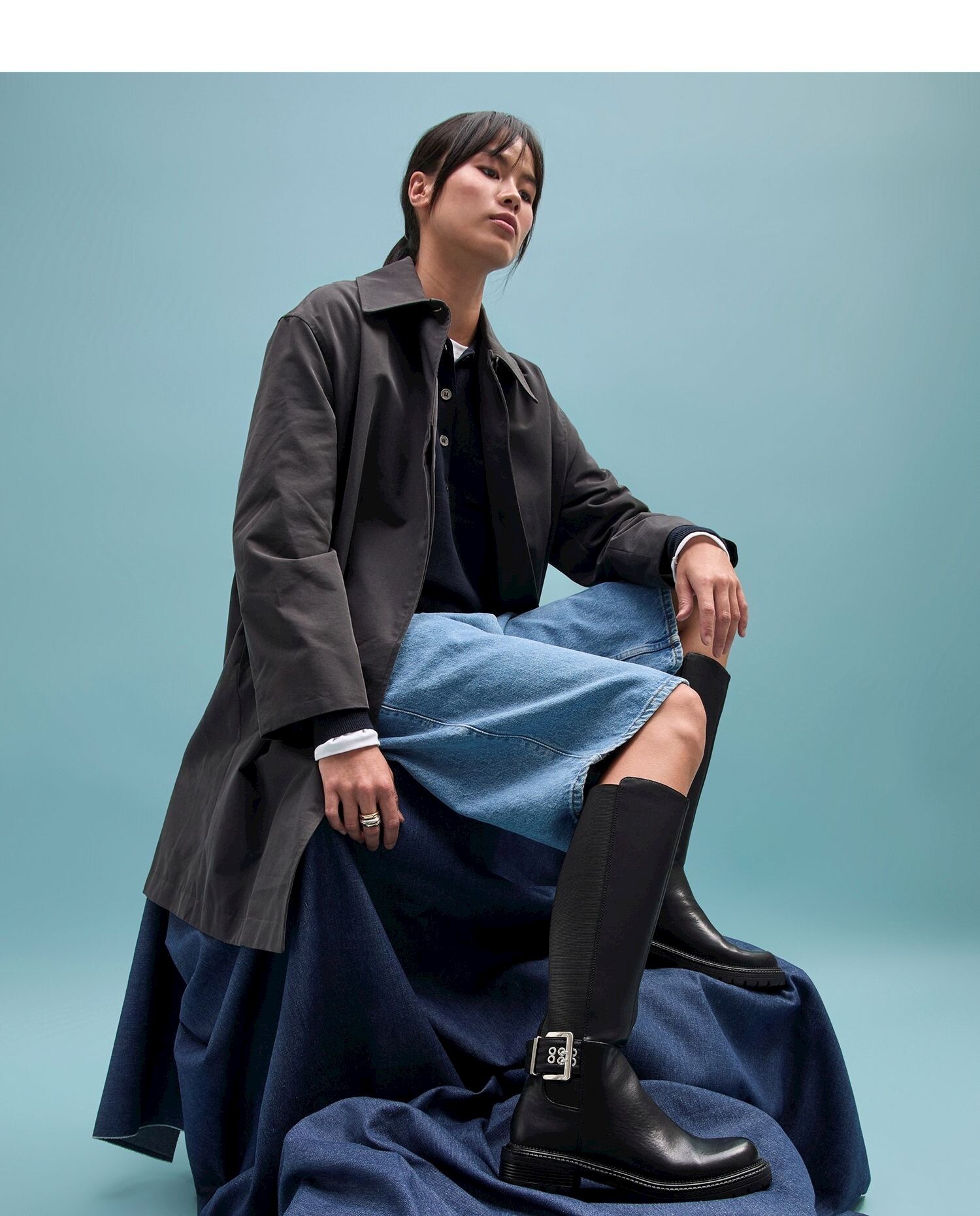 Botas básicas altas de mujer con elastico en la caña - Mustang - Negro Negro-2