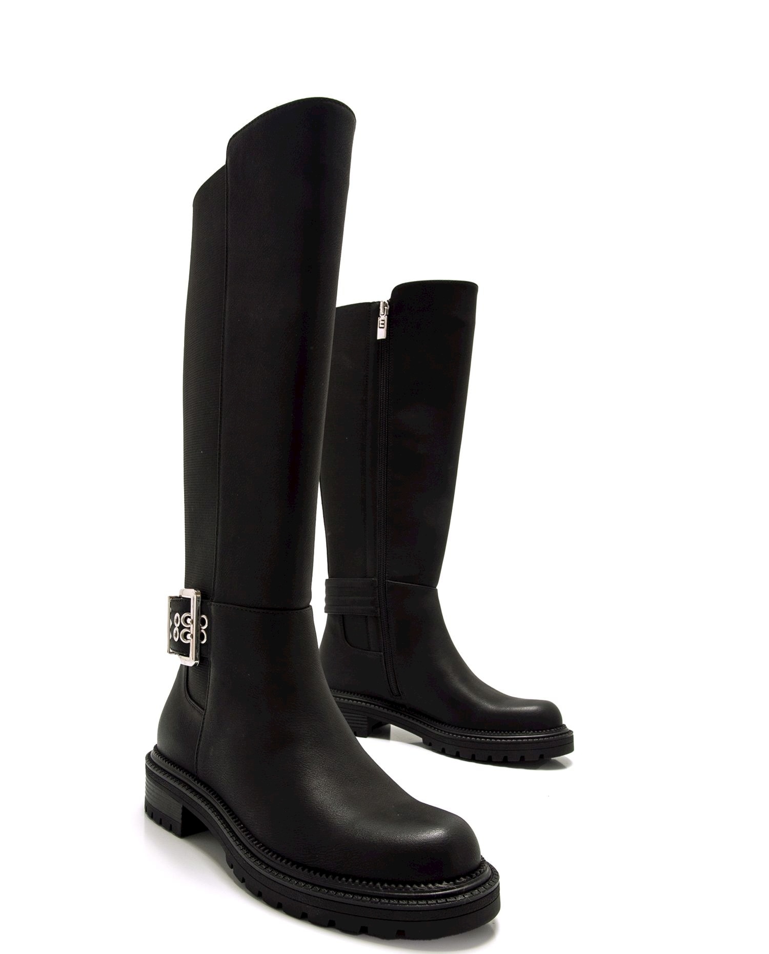 Botas básicas altas de mujer con elastico en la caña - Mustang - Negro Negro-4