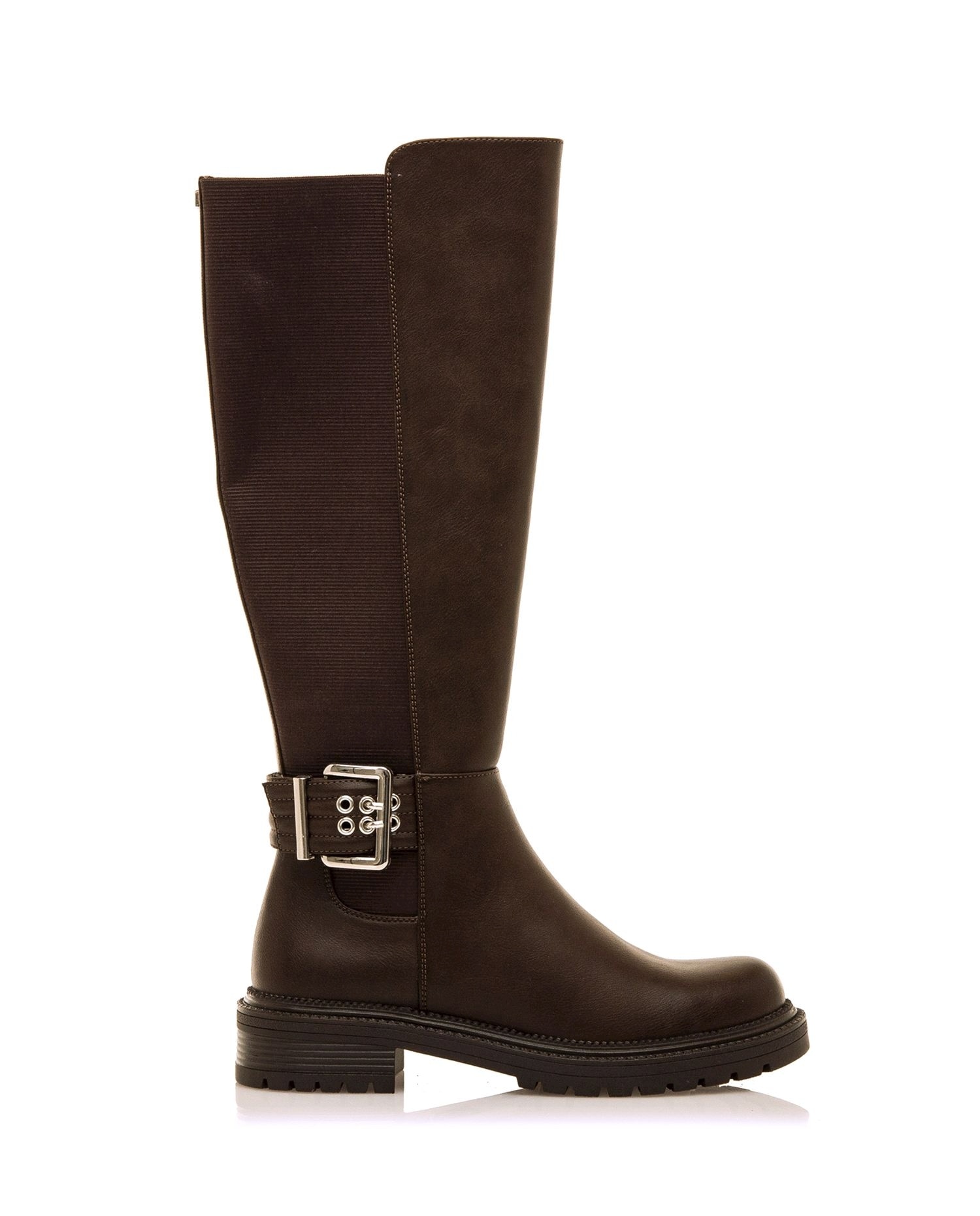 Botas básicas altas de mujer con elastico en la caña - Mustang - Marrón Marrón-1