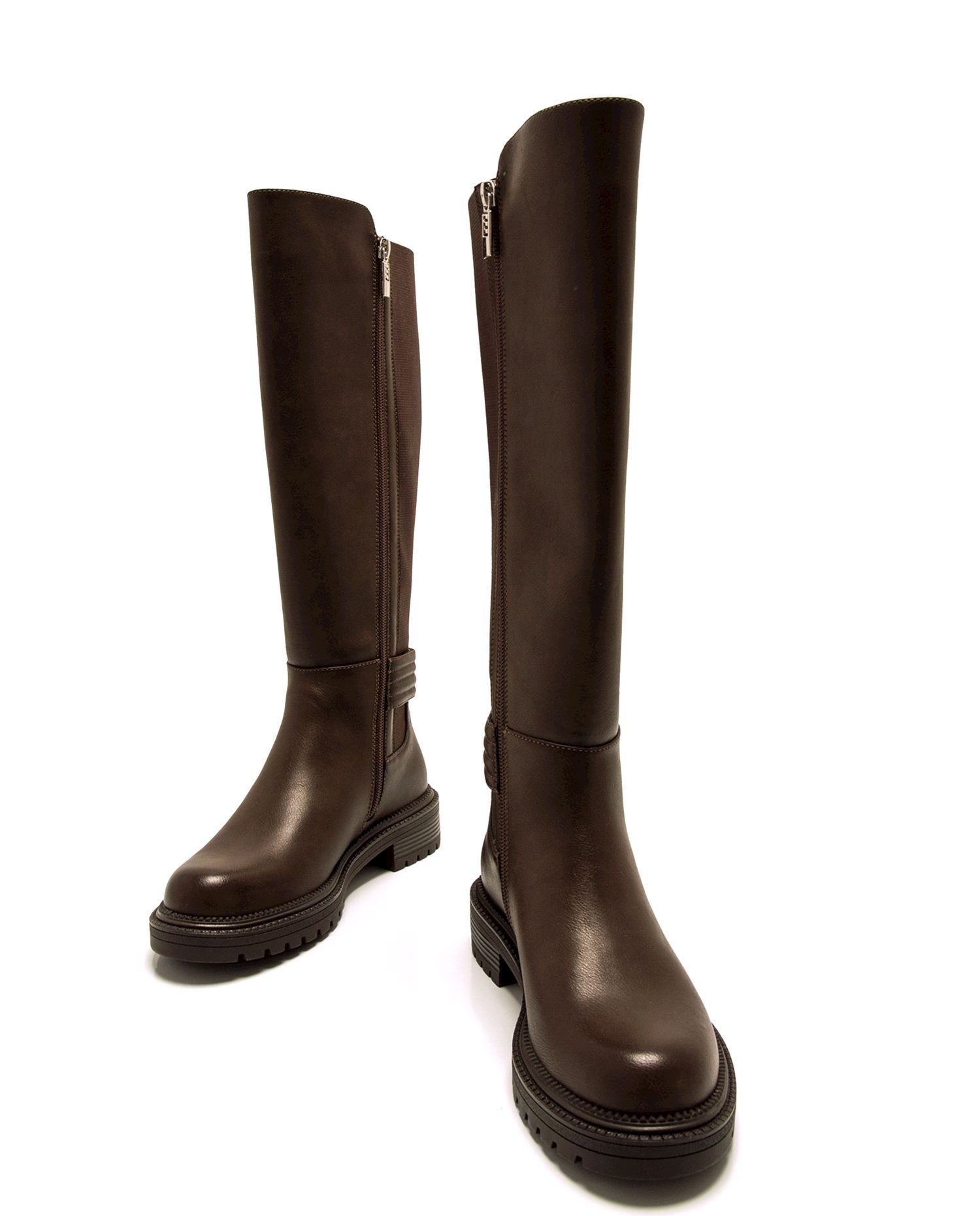 Botas básicas altas de mujer con elastico en la caña - Mustang - Marrón Marrón-4