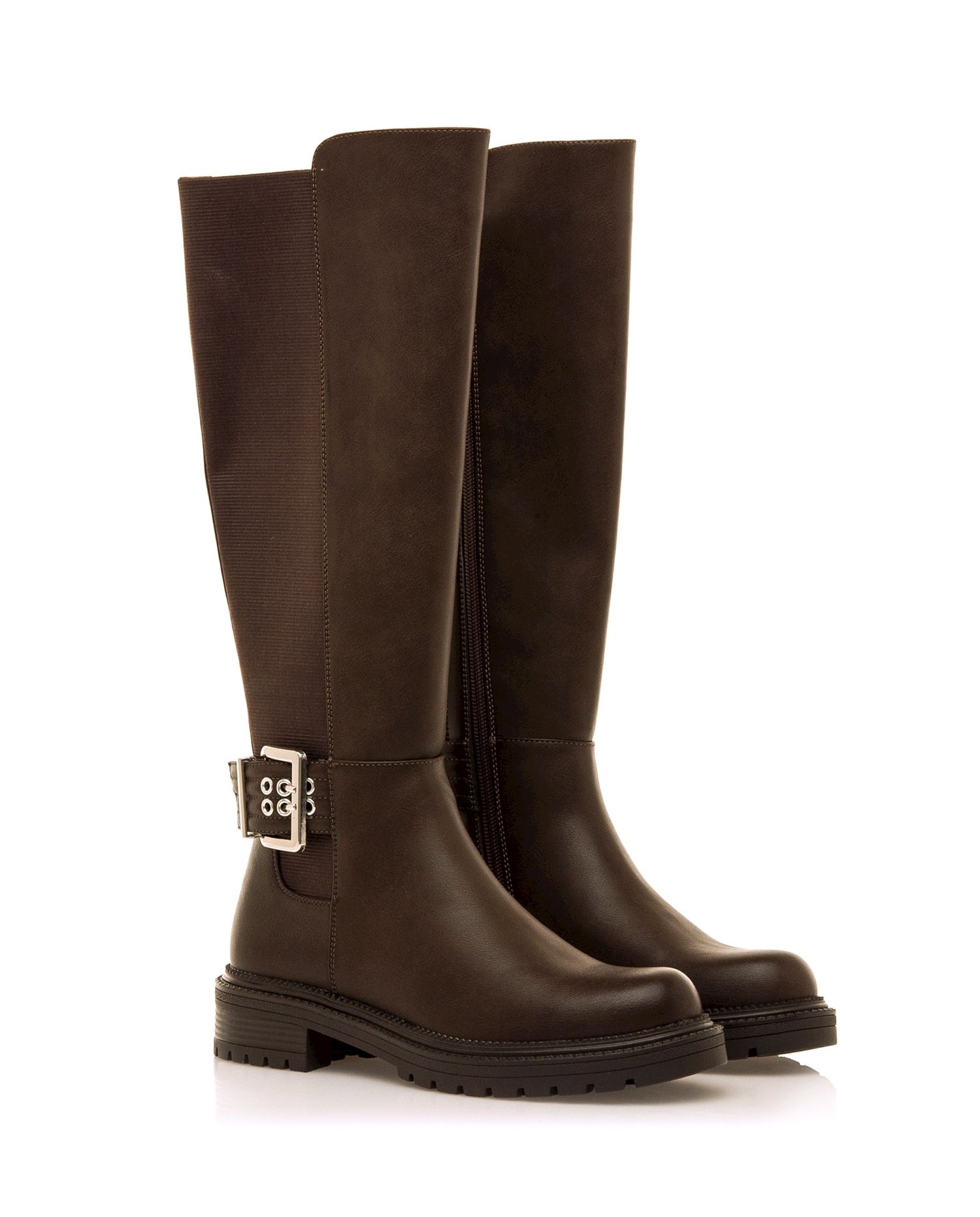 Botas básicas altas de mujer con elastico en la caña - Mustang - Marrón Marrón-6