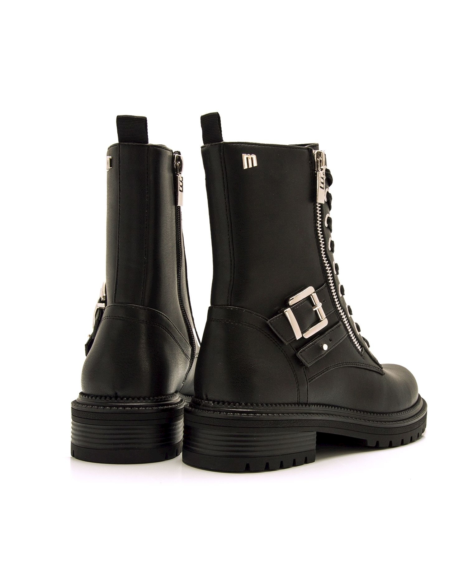 Botines biker de mujer con detalles de cremallera - Mustang - Negro Negro-2
