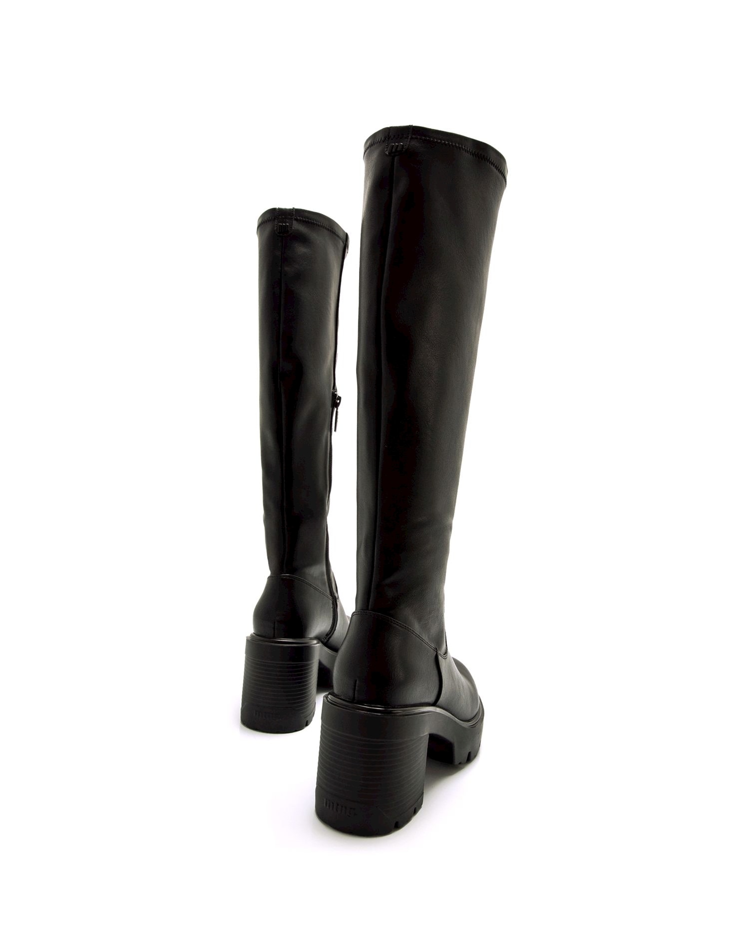 Botas básicas altas de mujer con tacón grueso y caña stretch - Mustang - Negro Negro-7