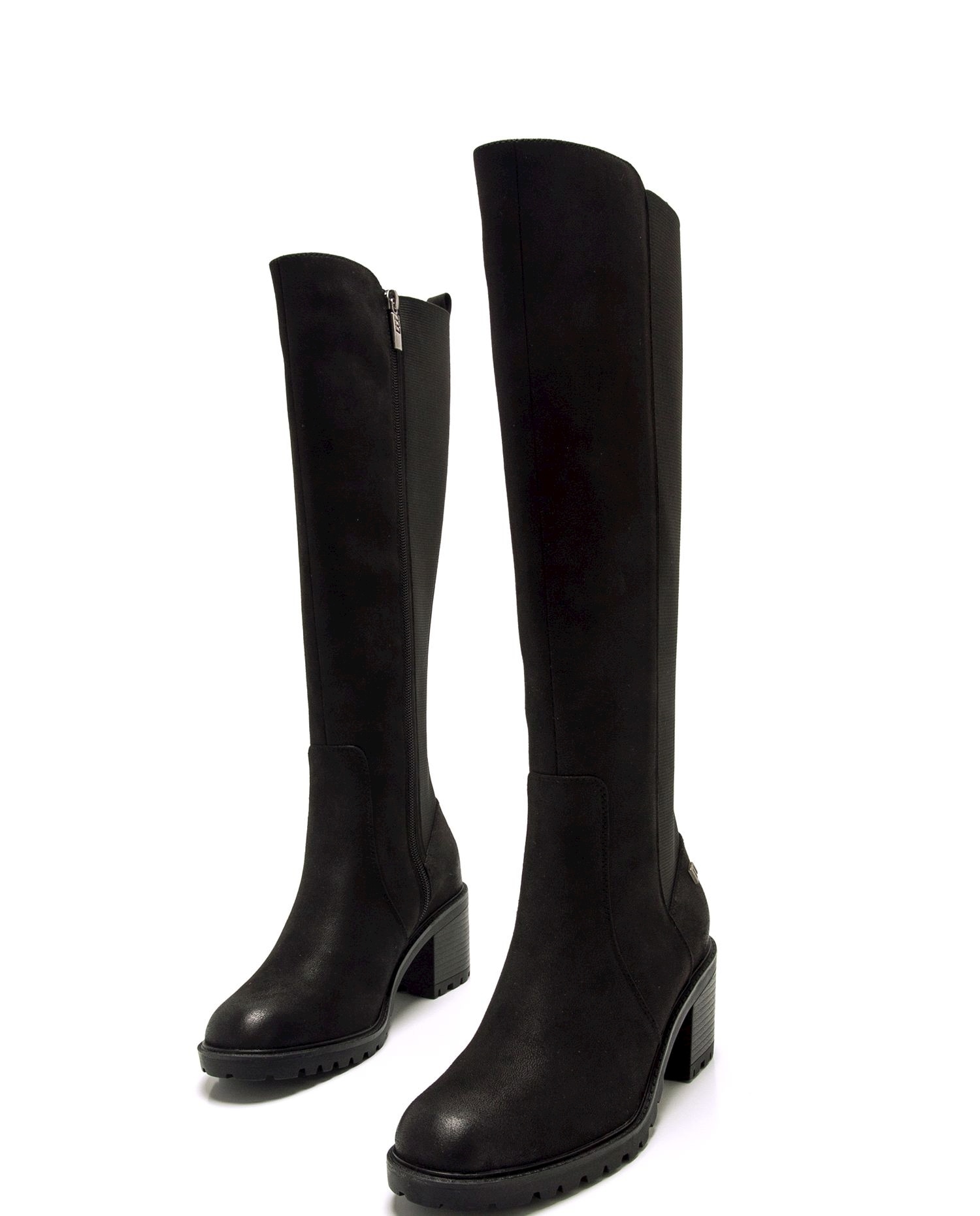 Botas básicas con tacón de mujer con detalle de elástico en el lateral - Mustang - Negro Negro-5