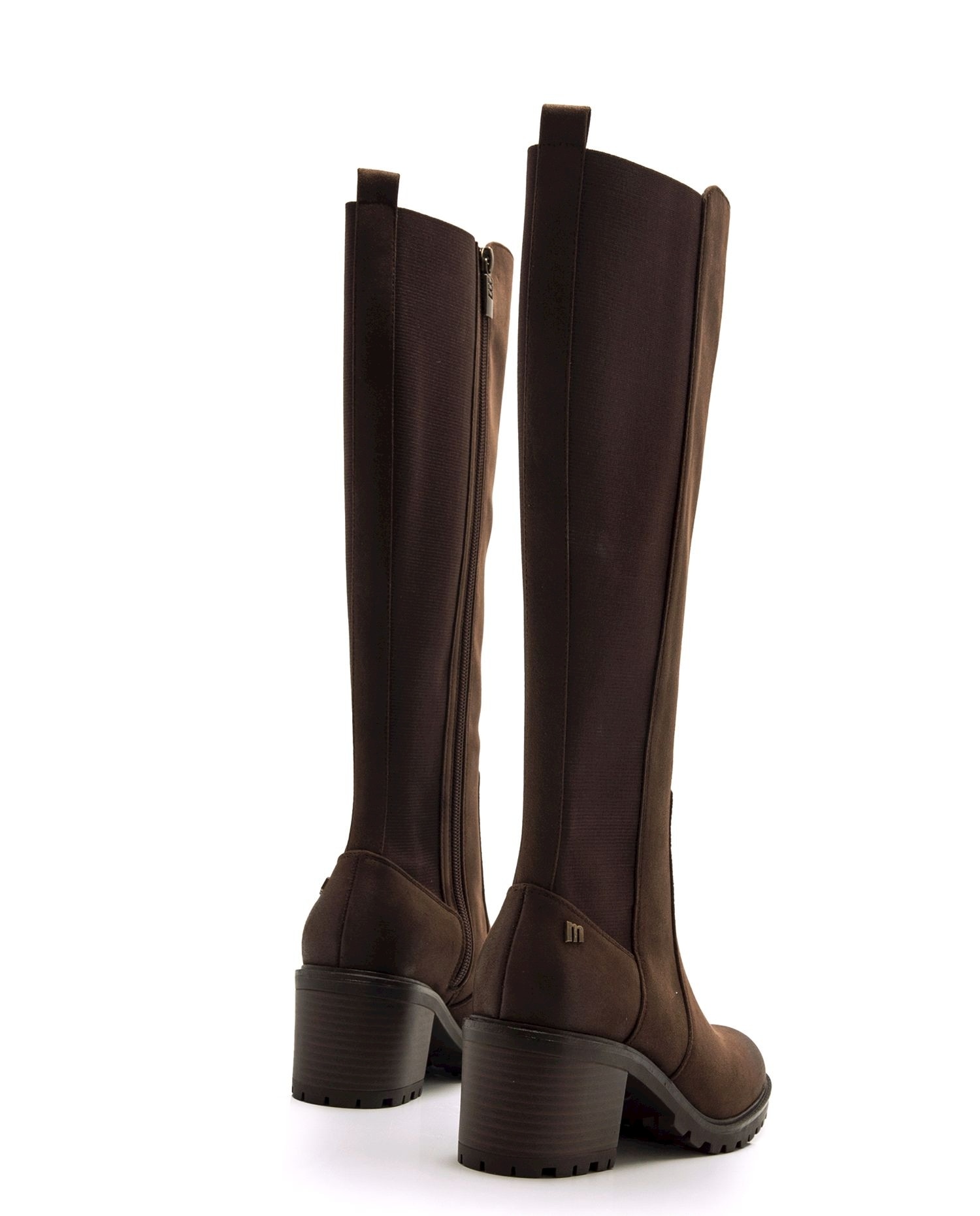 Botas básicas con tacón de mujer con detalle de elástico en el lateral - Mustang - Moka Moka-5