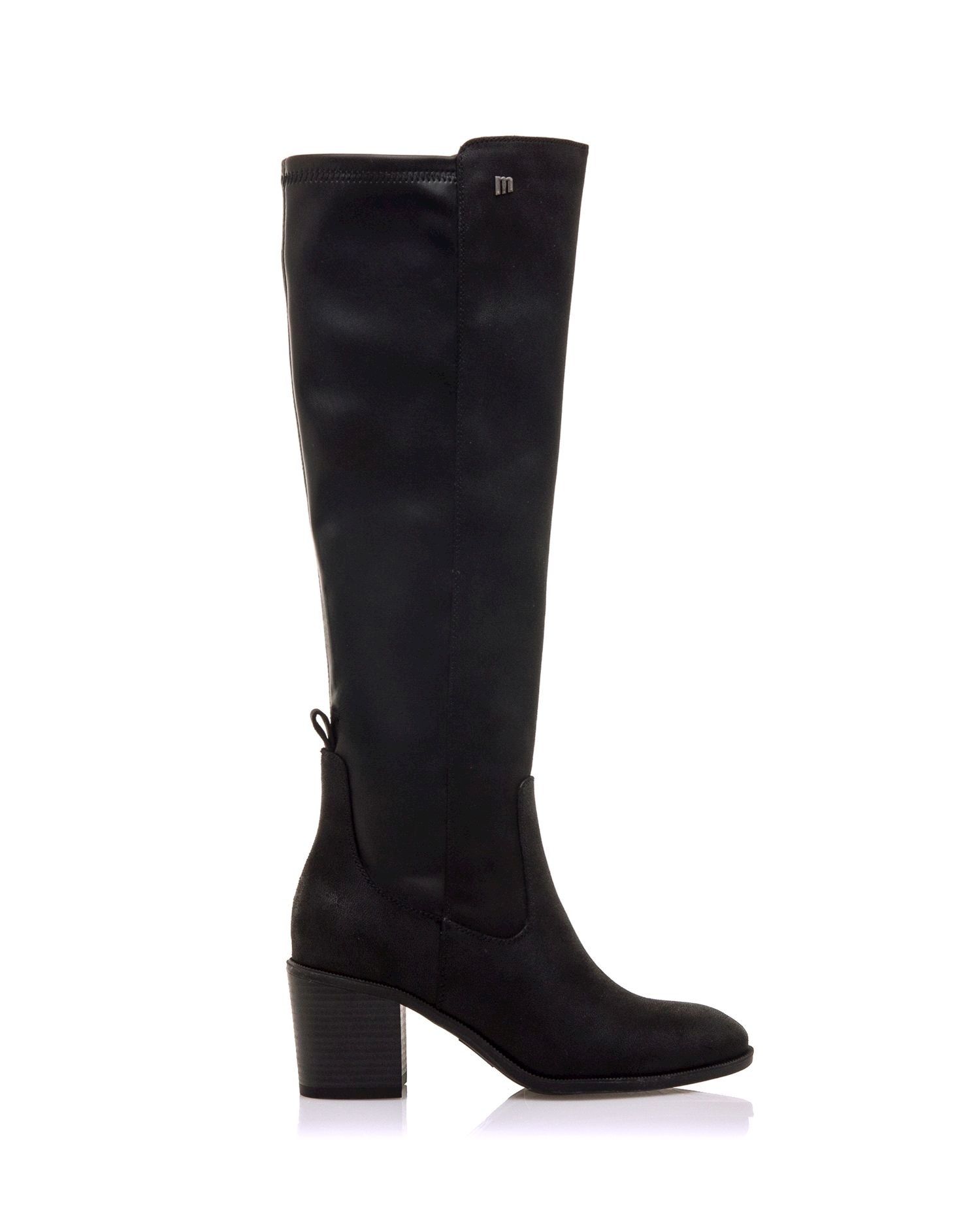 Botas básicas altas de mujer con tacón ancho - Mustang - Negro Negro-1